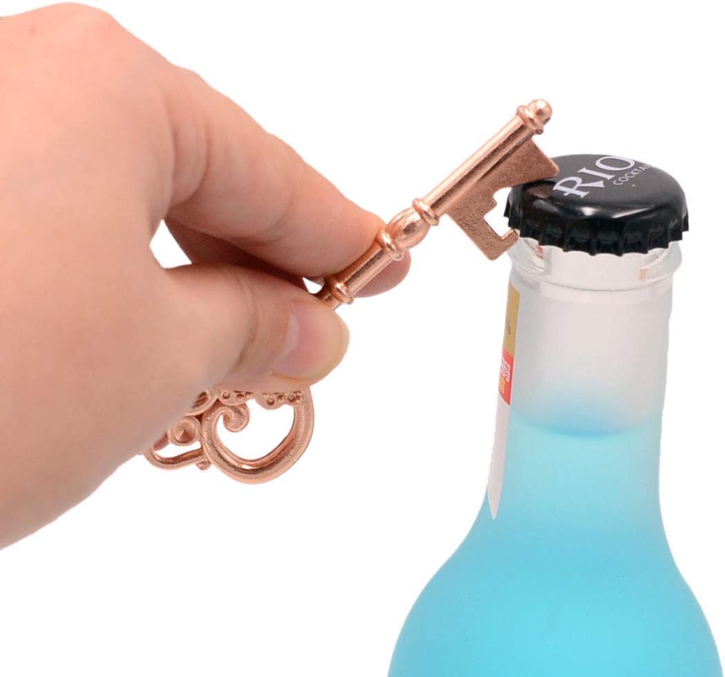 50pcs Rose Gold Skeleton Key Beer Bottle Opener With 100 Pcs Thank You Card and 98 Feet Hemp Rope for Wedding Party Favors - Image 6