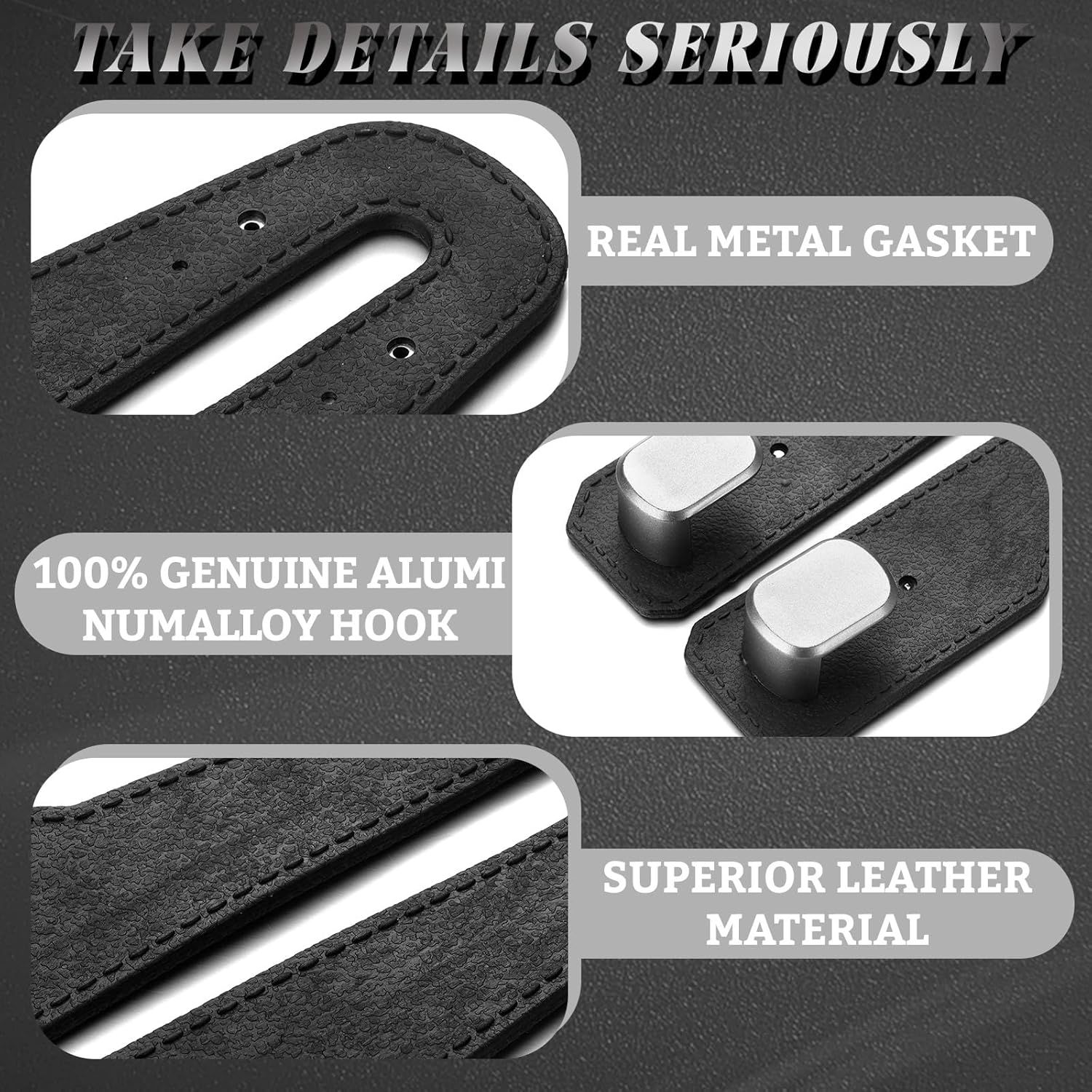 8 Pcs Car Headrest Hooks Purse Holder for Car Seat Headrest Universal Leather Bag Holder with Double Metal Hooks Seat Back Hanger for Handbags Grocery Bags Phones(Black) - Image 4
