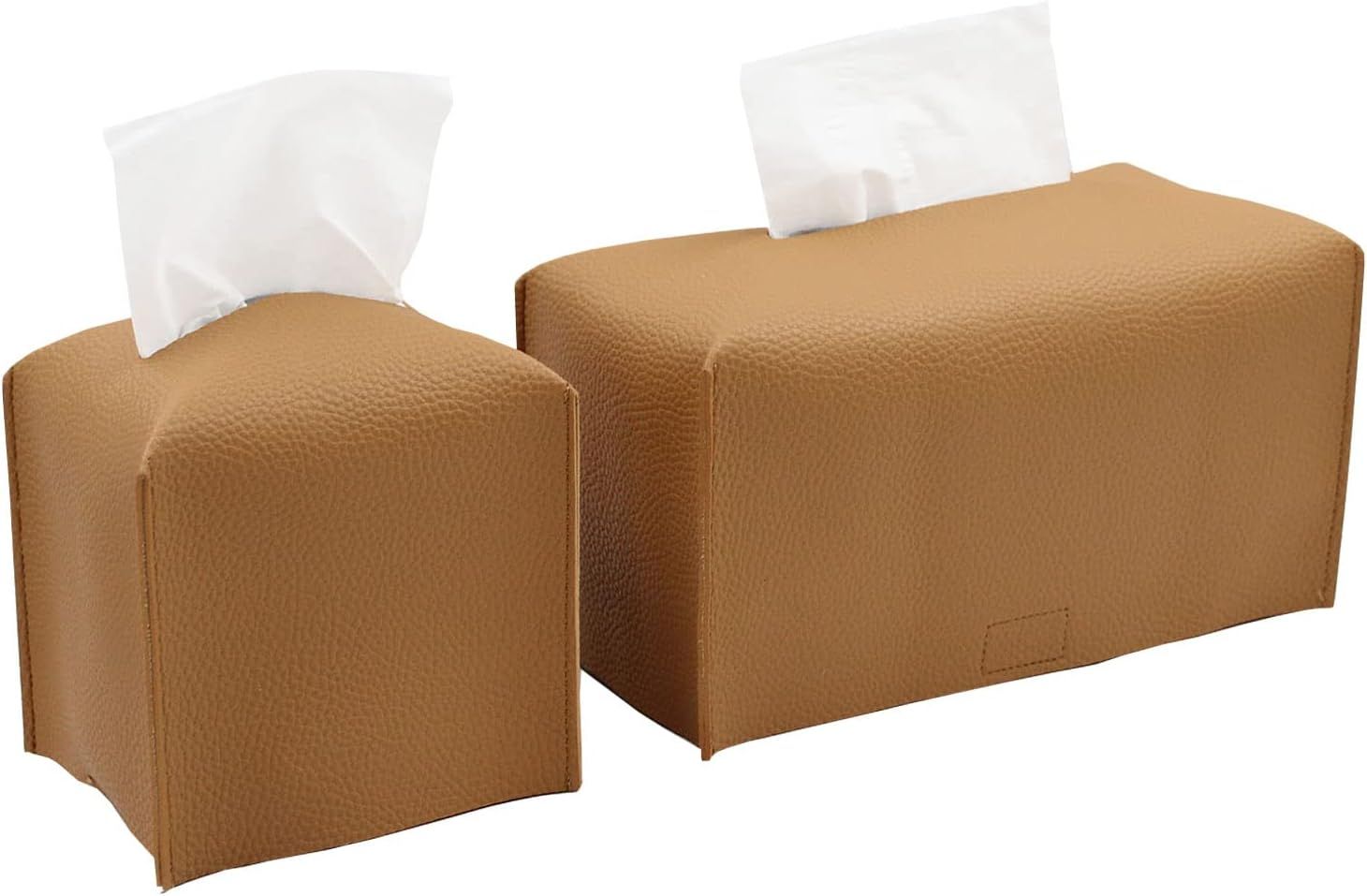 Tissue Box Cover, Modern PU Leather Tissue Box Holder - Decorative Holder/Organizer for Bathroom Vanity Countertop, Night Stands, Office Desk & Car - Image 1