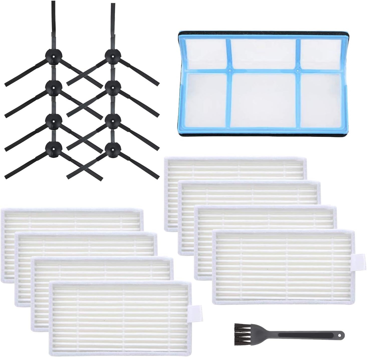 Replacement Parts for ILIFE V3 V3s V5 V5s Pro Robotic Vacuum Cleaner, Accessories Kit Includes Primary Filter & Side Brushes & 8 Robot Vacuum Cleaner Filters (1+8+8) - Image 1