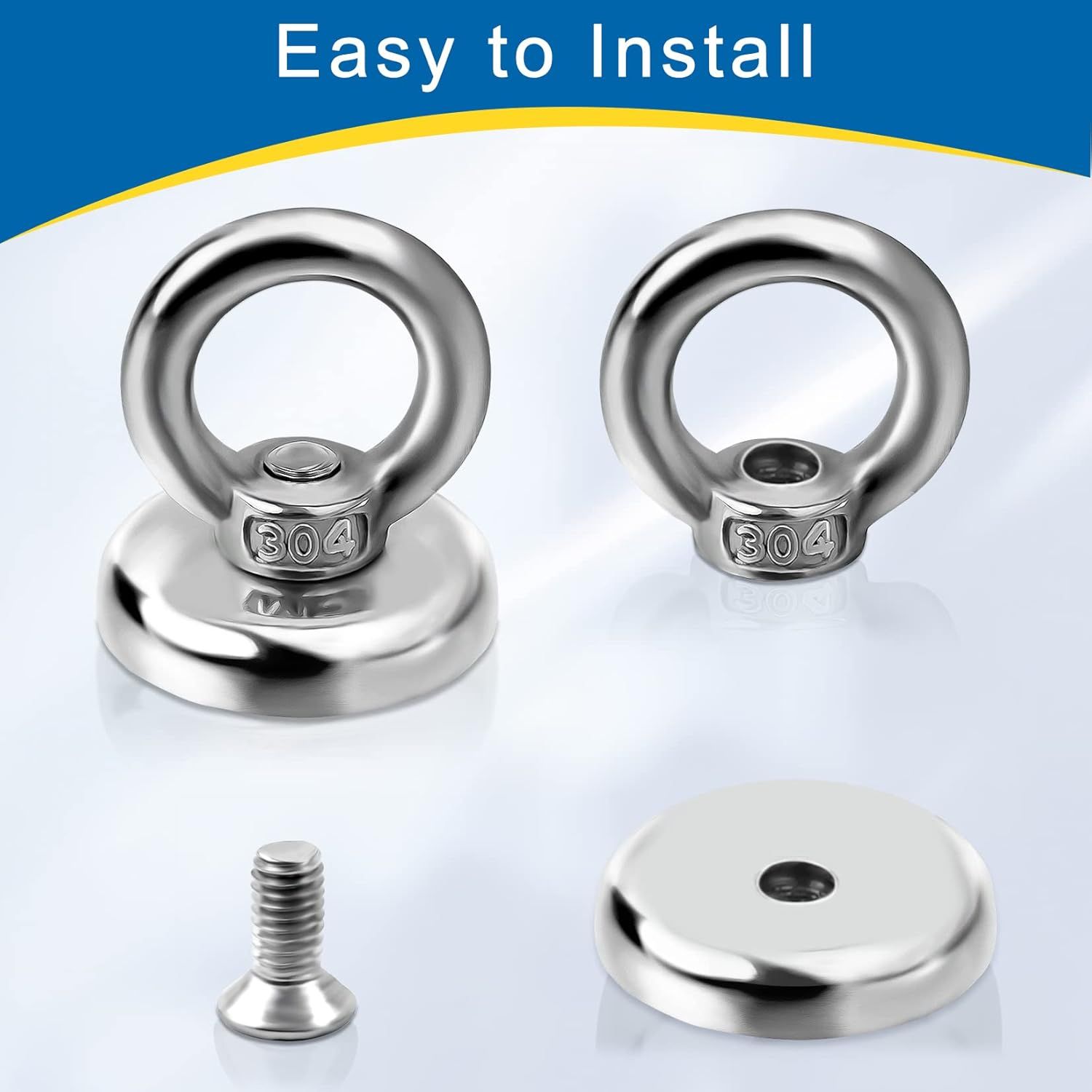 Magnetic Hooks Heavy Duty 10 Pack, 60 lbs Pulling Force Rare Earth Magnets with Countersunk Hole Eyebolt, Neodymium Magnet Hooks Heavy Duty for Home, Workplace, Garage, Kitchen and Office - Image 6