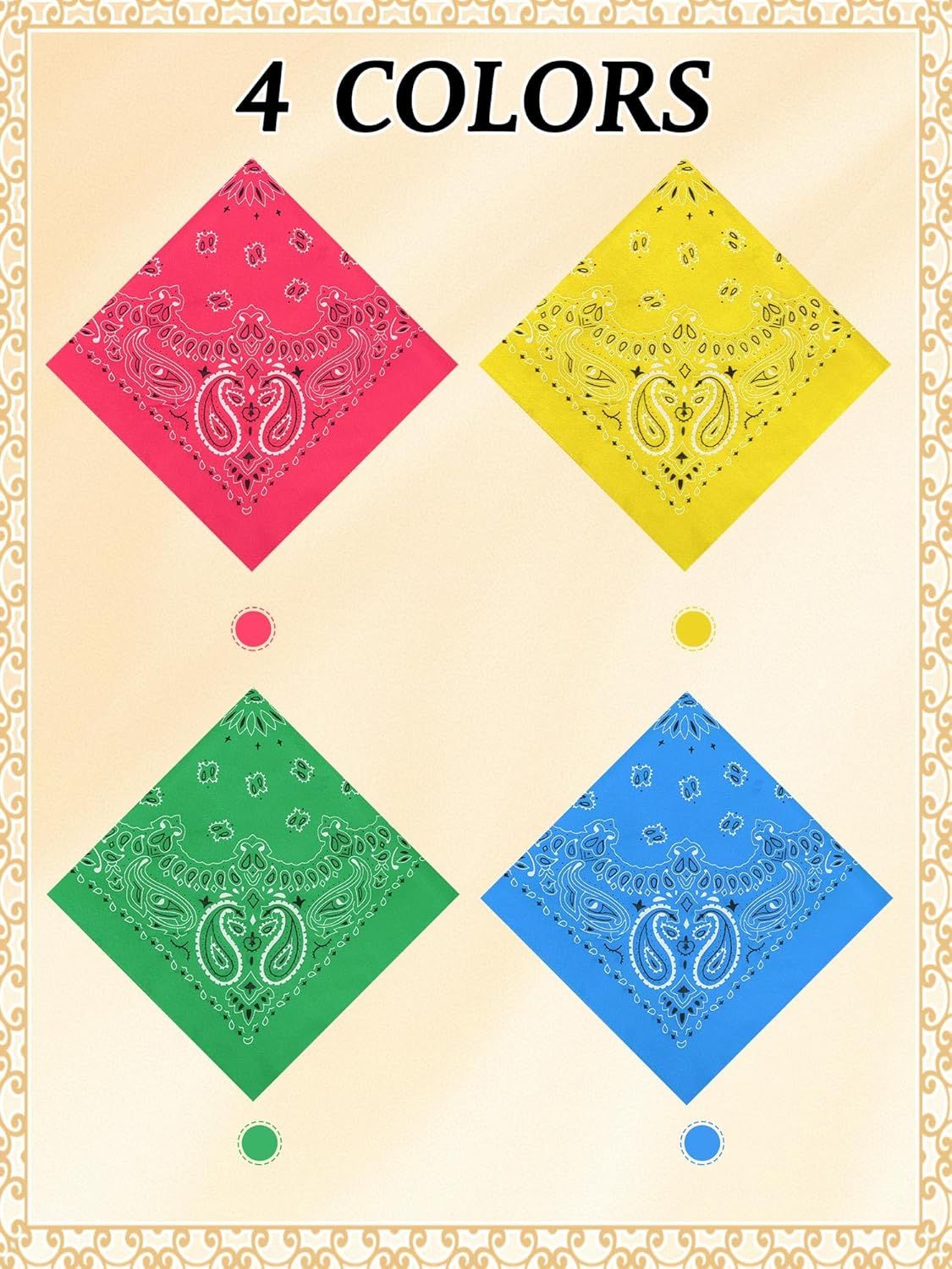 72 Pieces Paisley Bandanas Bulk Cowboy Paisley Bandanas Unisex Head Wrap Scarf for Western Party Costume - Image 4