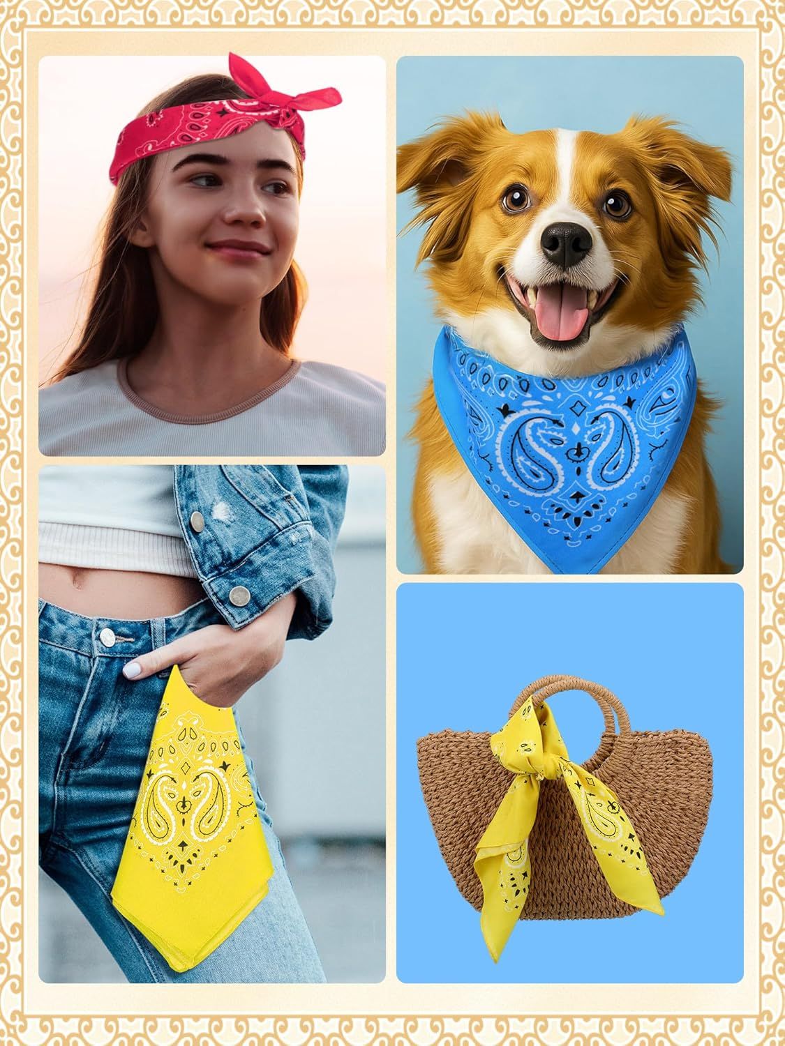 72 Pieces Paisley Bandanas Bulk Cowboy Paisley Bandanas Unisex Head Wrap Scarf for Western Party Costume - Image 5