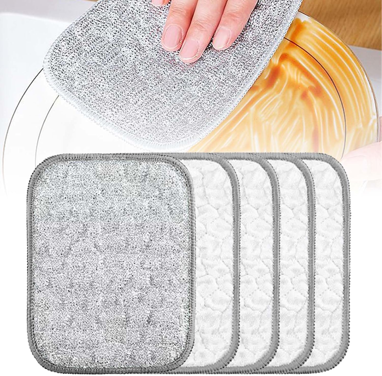 Multipurpose Wire Dishwashing Rags for Wet and Dry, Reusable Wire Miracle Cleaning Cloths, Round Wire Washing Cloth, Non Scratch Wire Dishcloth for Kitchen, Sinks, Pots, Pans (5PCS) - Image 1