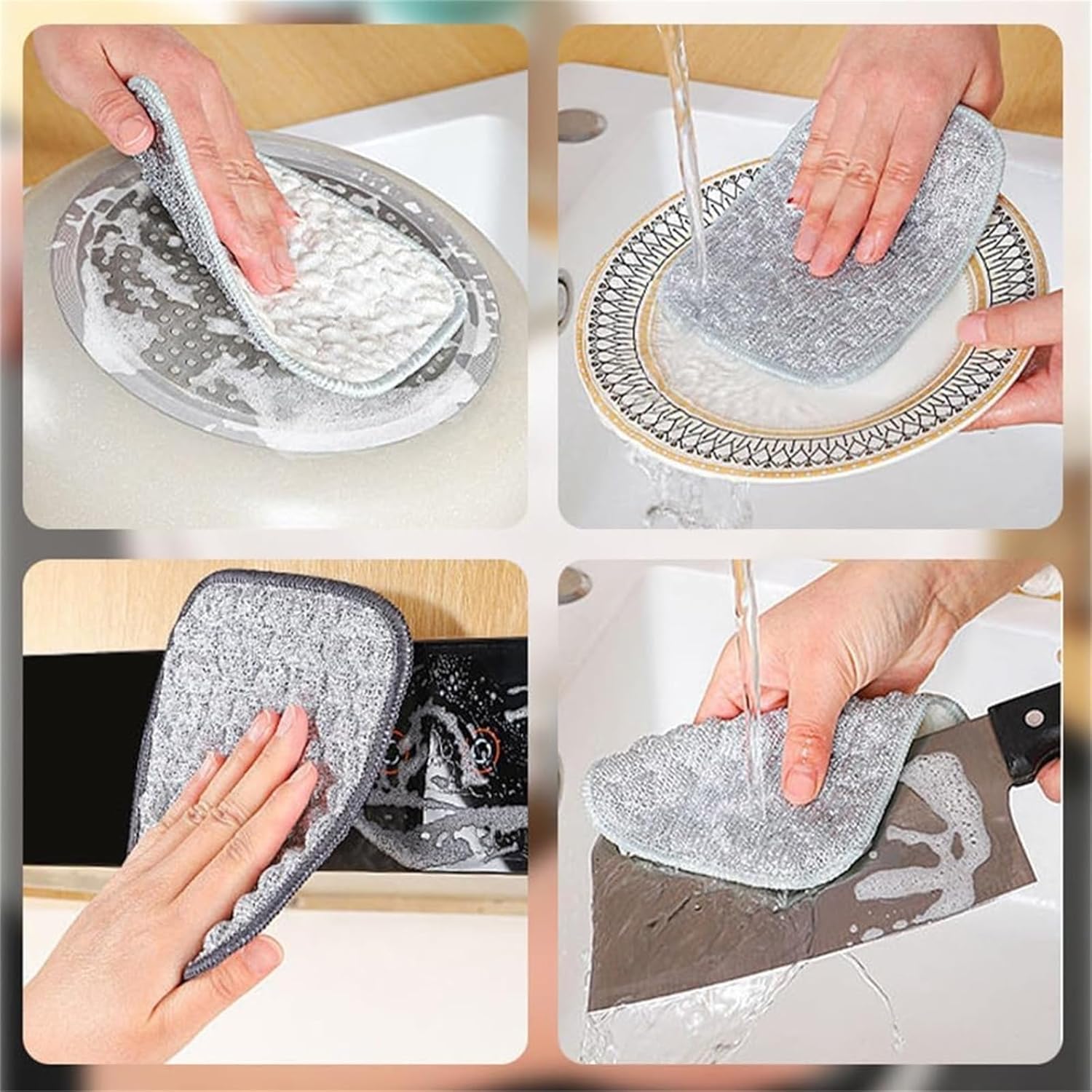 Multipurpose Wire Dishwashing Rags for Wet and Dry, Reusable Wire Miracle Cleaning Cloths, Round Wire Washing Cloth, Non Scratch Wire Dishcloth for Kitchen, Sinks, Pots, Pans (5PCS) - Image 4
