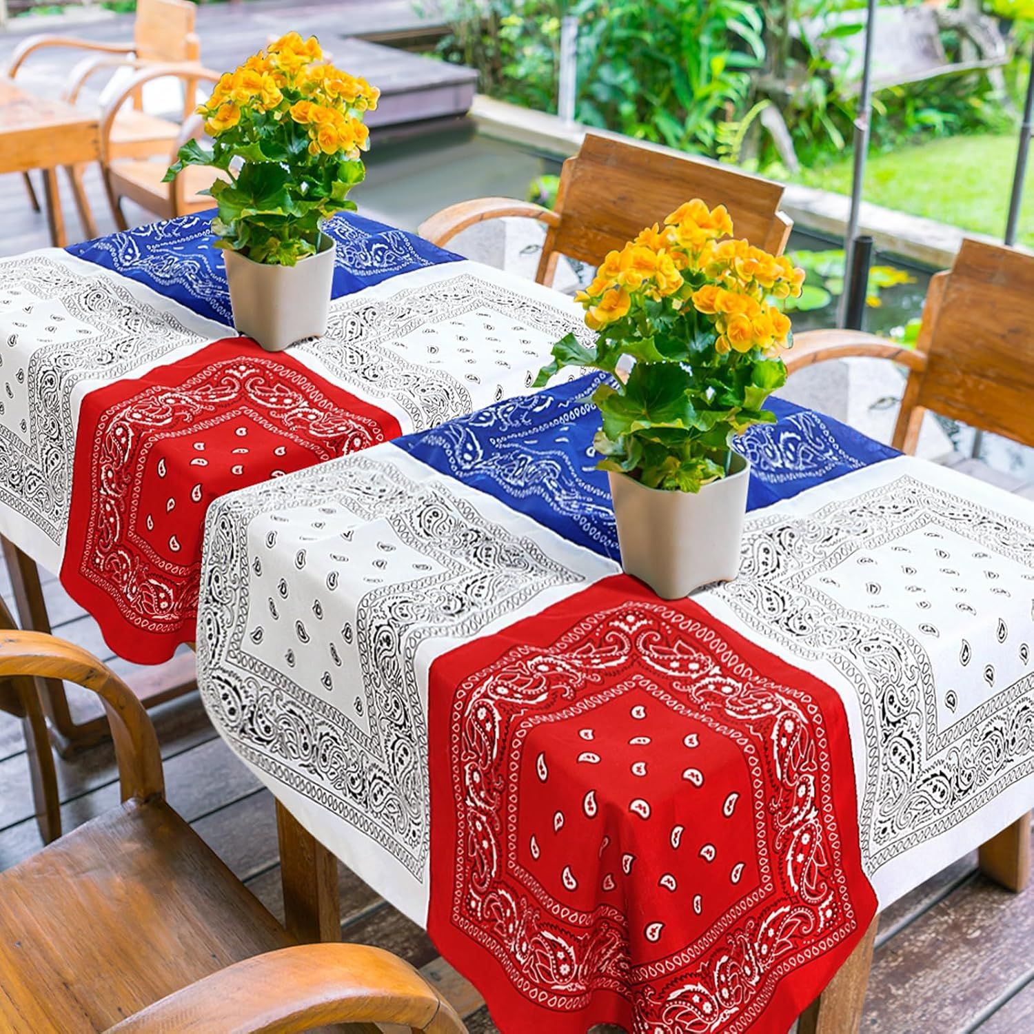 24 Pcs Paisley Bandanas Red White Blue Headband for Men and Women 4th of July 250 Anniversary Versatile Decoration Handkerchief Patriotic Bandana for Tabletop Wreath Banner Flags Decor - Image 2