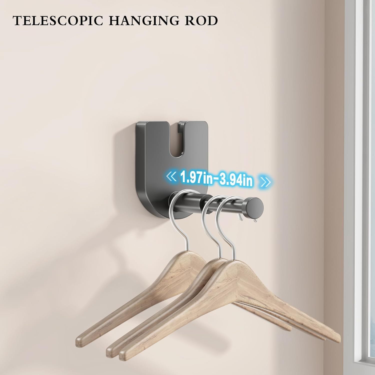 Retractable Clothesline Indoor, Non-Sagging Clothes Line Outdoors,13.7 Ft Heavy Duty Clothesline with Telescopic Hanging Rod, Wall Mounted Space-Saving Laundry Line (Gray) - Image 6