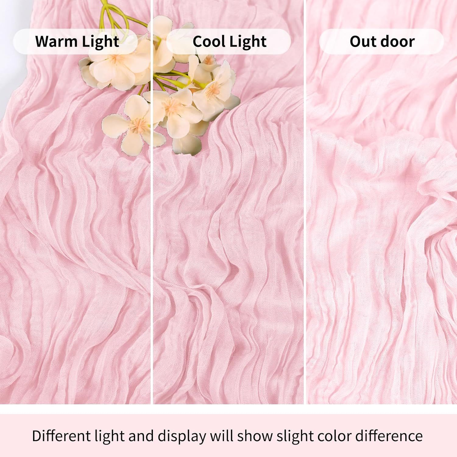 6 Pack Light Pink Cheesecloth Table Runner 17x108 Inch Semi Sheer Boho Gauze Cheese Cloth Fabric Table Runners Table Decor for Wedding Party Baby Shower Birthday Home Decor Garden Farmhouse - Image 7