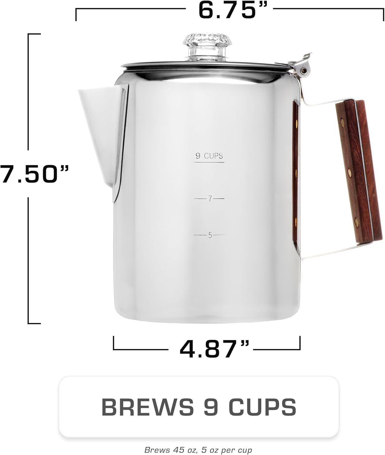 Bozeman Percolator Coffee Pot — NO Aluminum or Plastic [9 cup] - Image 3