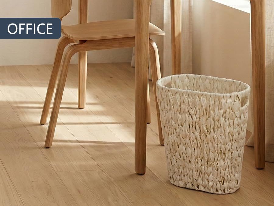 Wicker Trash Can,Bathroom Trash Can,Waterproof Wicker Waste Basket for Bathroom,Narrow Small Waste Basket for Bedroom,Office, Cream White 5 Gallon - Image 7