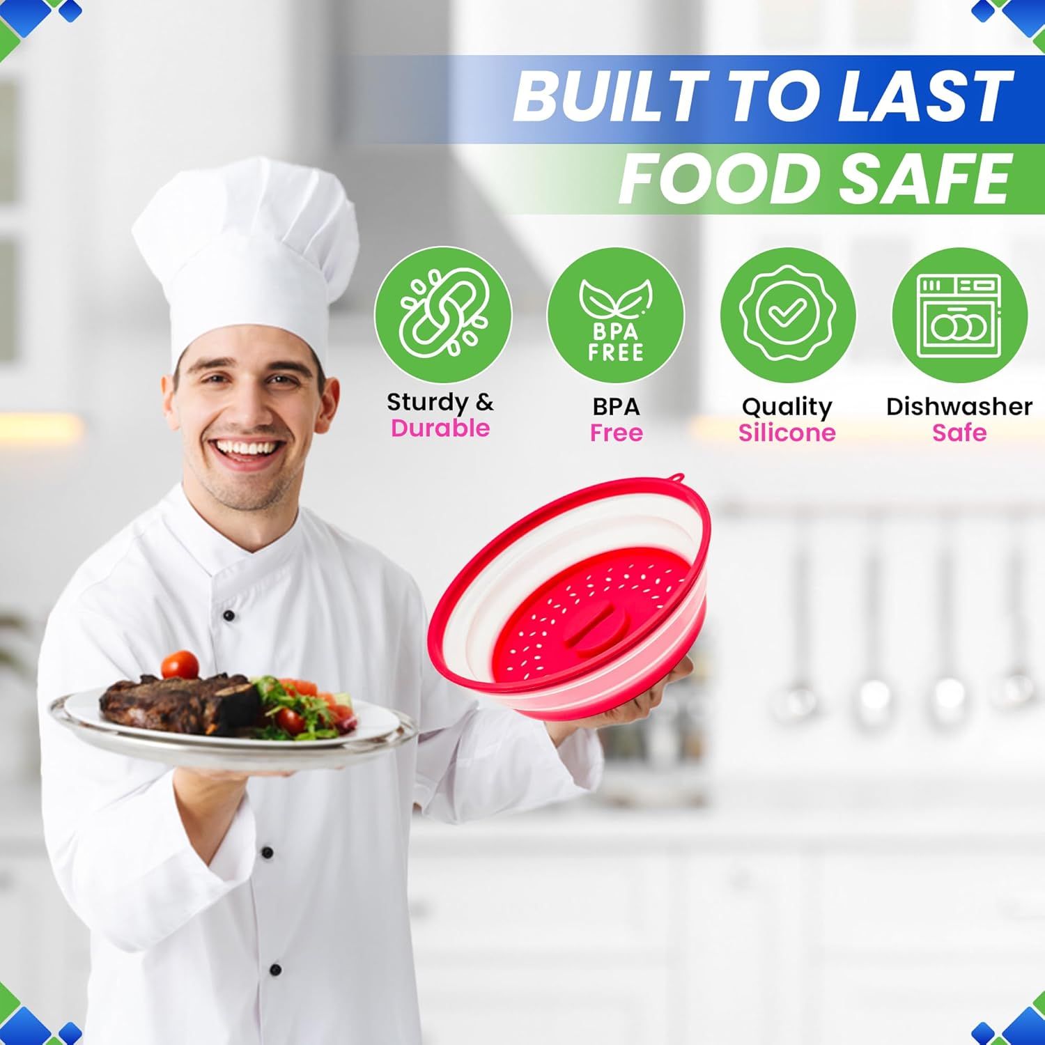 Microwave Splatter Cover 10.5” - Foldable Silicone Microwave Cover for Food Splatter Covers the Dish and Plate - Durable Silicone Microwave Food Cover Lid With Vents for Microwave Splatter Protection - Image 5