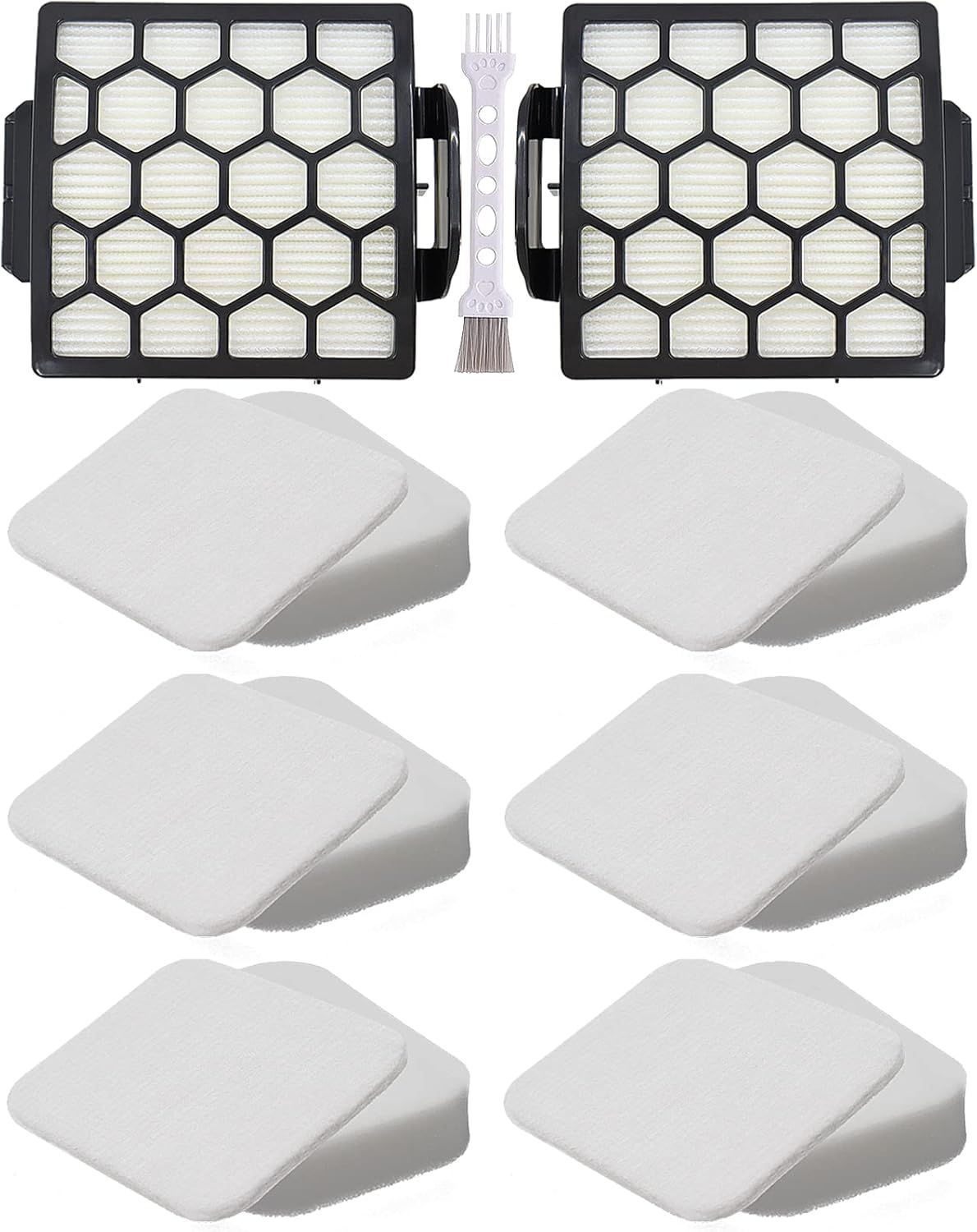 for Shark ZU62 ZU60 Navigator Zero-M Self-Cleaning Brushroll Pet Pro Upright Vacuum Replacement Filter Compare ZU62C NV150 NV151 NV251 NV255 Part 1238FT60 1239FT60,2 Filter 6 Foam 6 Felt Kit - Image 1