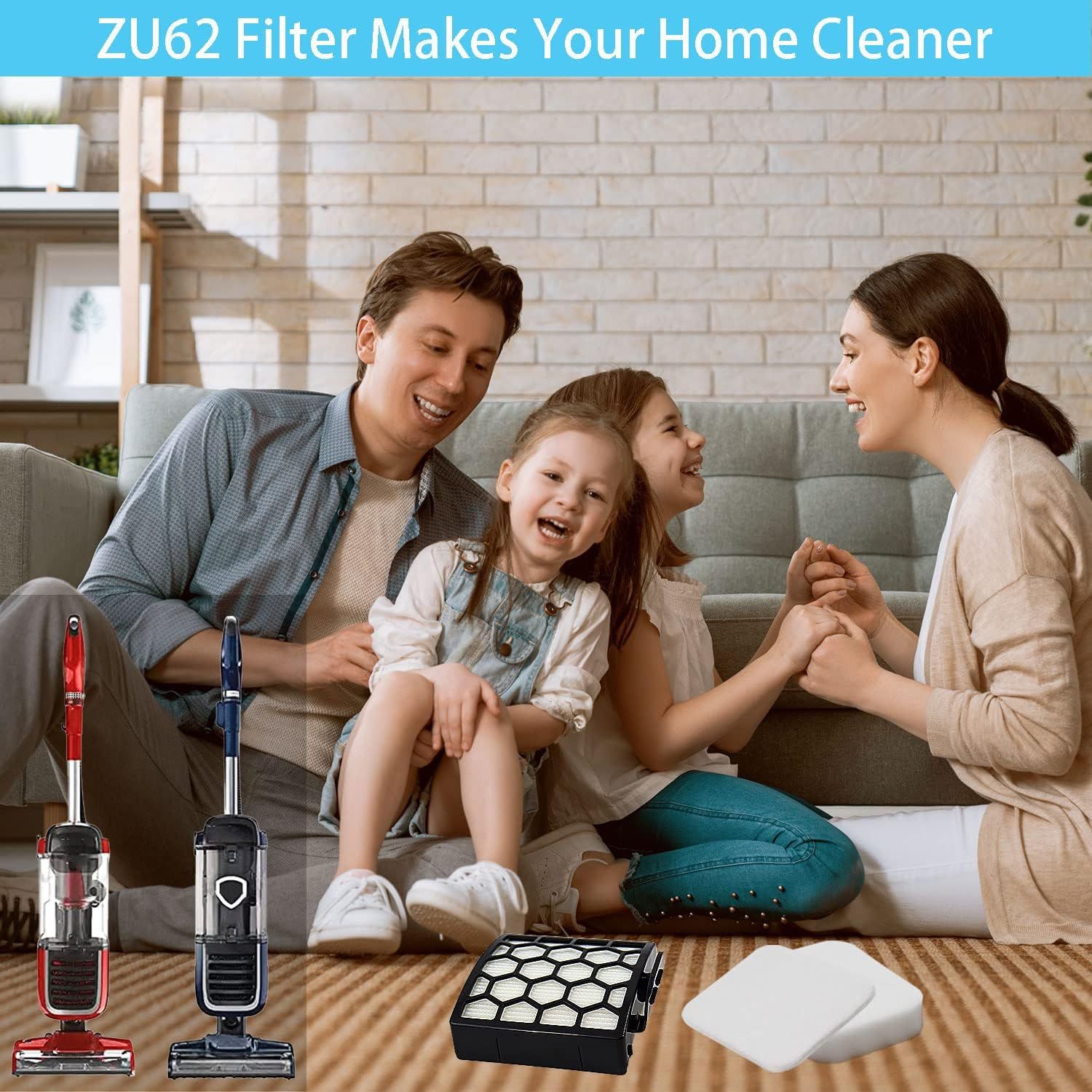 for Shark ZU62 ZU60 Navigator Zero-M Self-Cleaning Brushroll Pet Pro Upright Vacuum Replacement Filter Compare ZU62C NV150 NV151 NV251 NV255 Part 1238FT60 1239FT60,2 Filter 6 Foam 6 Felt Kit - Image 2