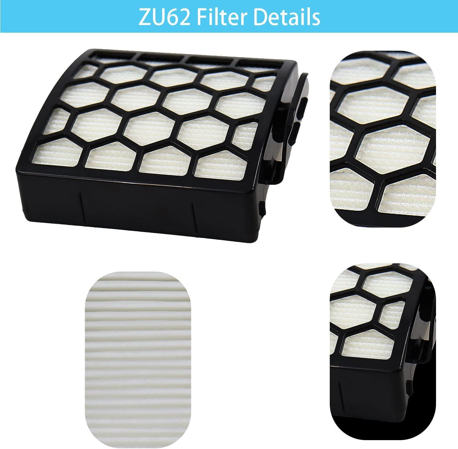 for Shark ZU62 ZU60 Navigator Zero-M Self-Cleaning Brushroll Pet Pro Upright Vacuum Replacement Filter Compare ZU62C NV150 NV151 NV251 NV255 Part 1238FT60 1239FT60,2 Filter 6 Foam 6 Felt Kit - Image 4