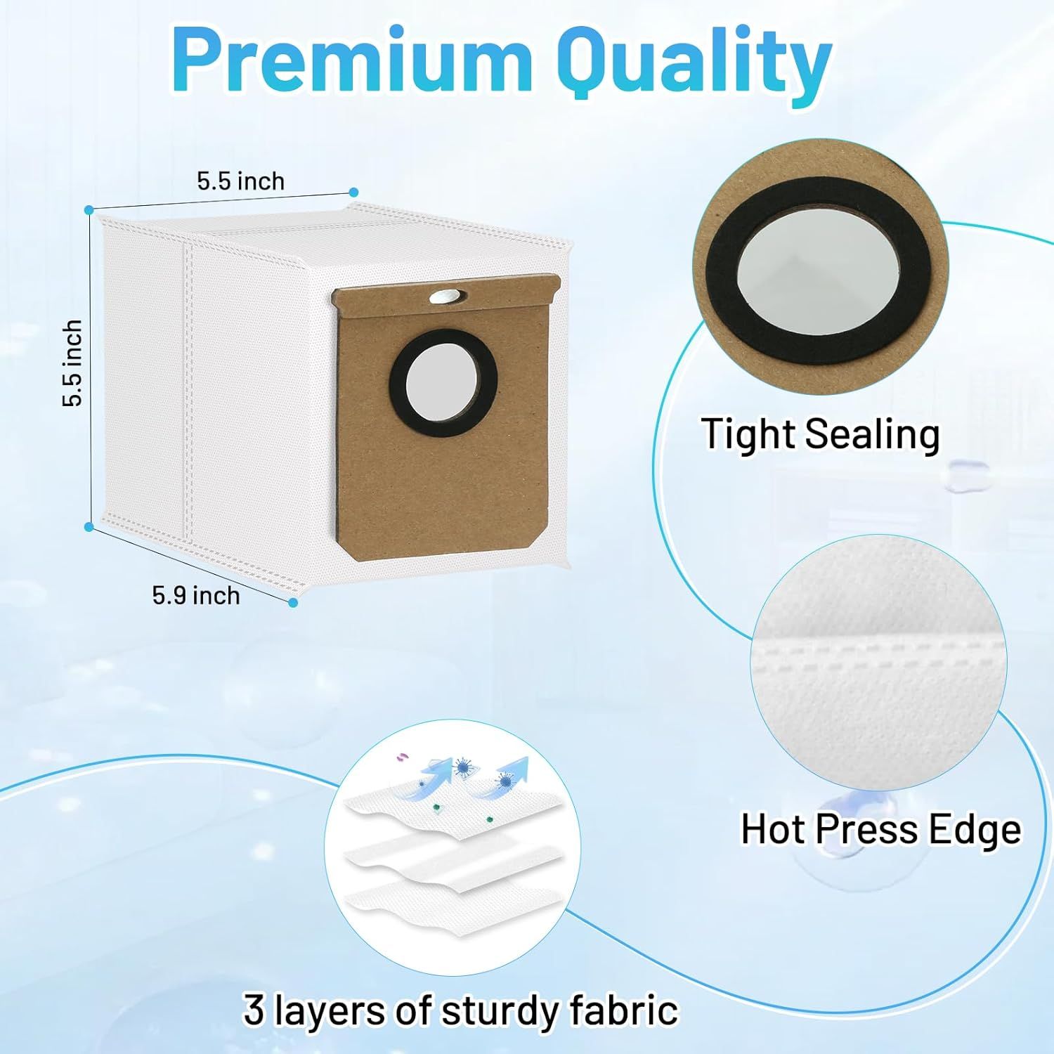 16 Pack L60 SES Replacement Vacuum Dust Bags Compatible with Eufy L60/L50 Series Robot Vacuum with Self Empty Station, 2.5L Replacement Bags for Eufy L60 Robot Vac-uum - Image 2