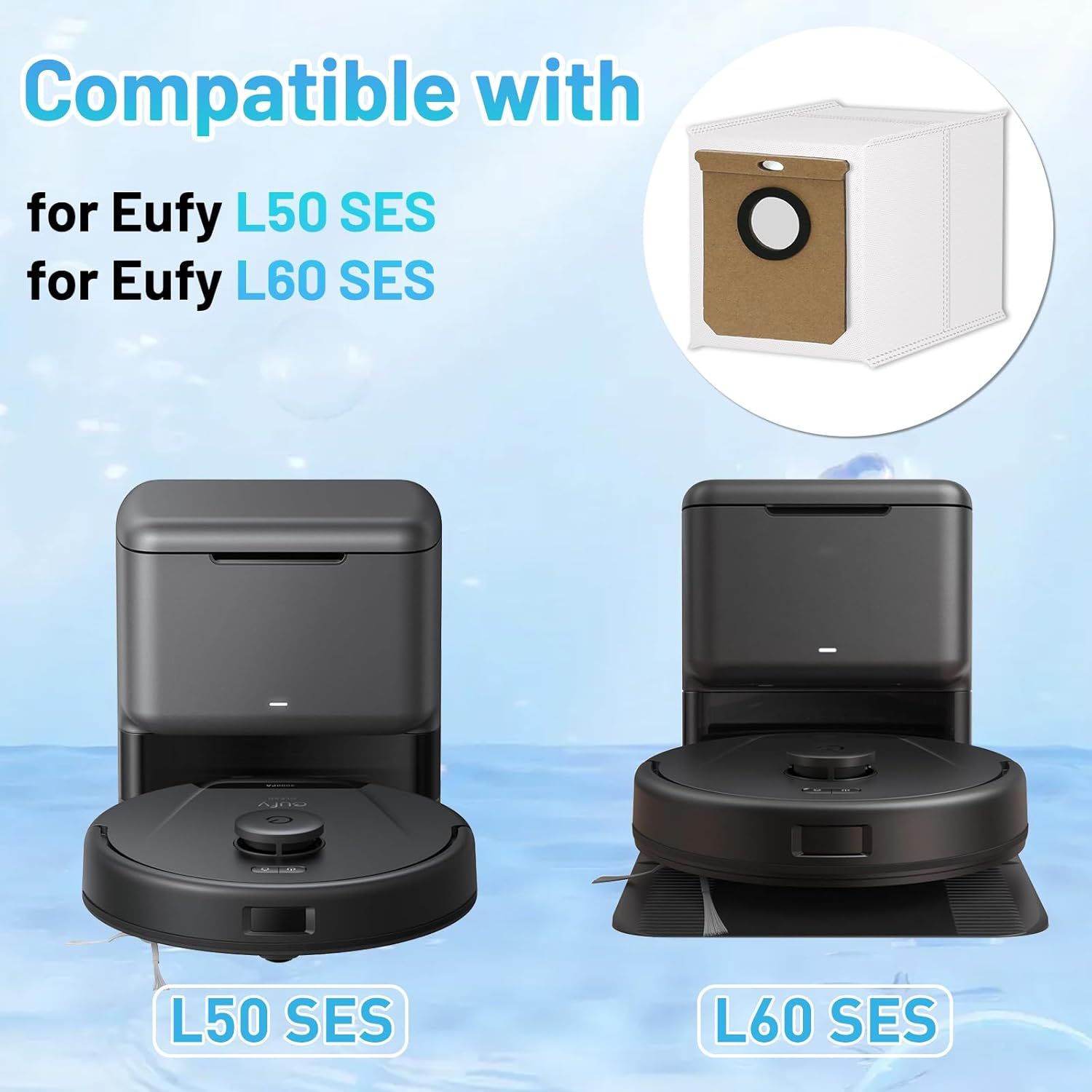 16 Pack L60 SES Replacement Vacuum Dust Bags Compatible with Eufy L60/L50 Series Robot Vacuum with Self Empty Station, 2.5L Replacement Bags for Eufy L60 Robot Vac-uum - Image 3