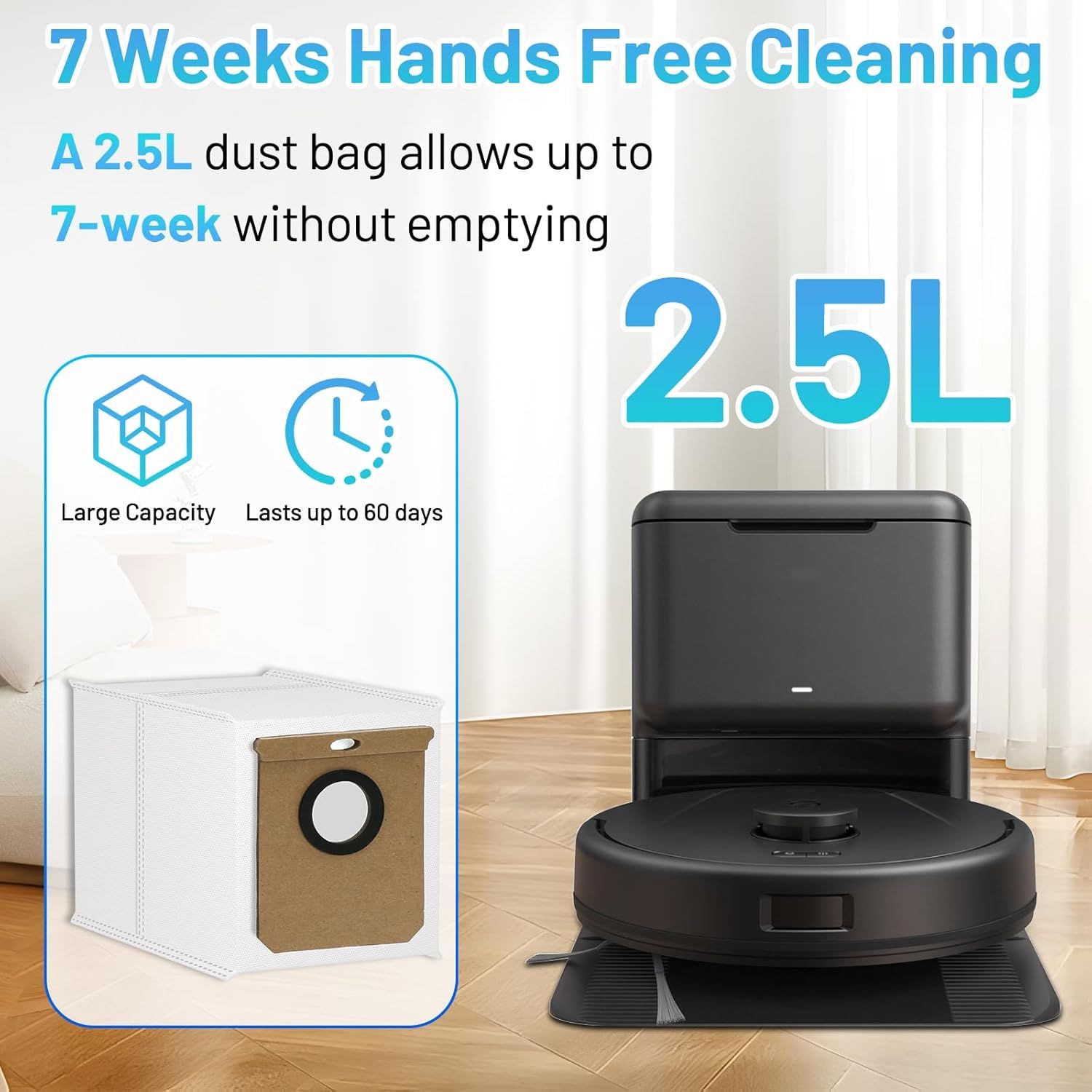 16 Pack L60 SES Replacement Vacuum Dust Bags Compatible with Eufy L60/L50 Series Robot Vacuum with Self Empty Station, 2.5L Replacement Bags for Eufy L60 Robot Vac-uum - Image 5