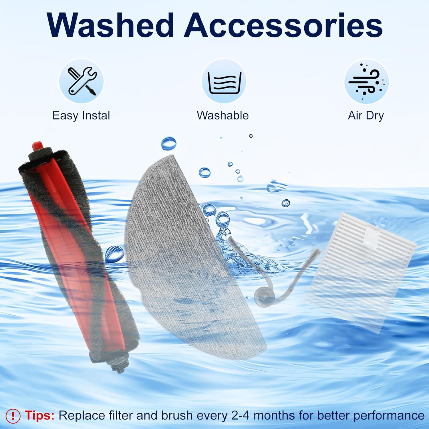 18 Pack Accessories Replacement Parts Compatible with Roborock Q7 M5, Q7 M5+ Robot Vacuum Cleaners, 2 Main Brush, 4 Hepa Filter, 6 Mop Pads, 6 Side Brush - Image 8