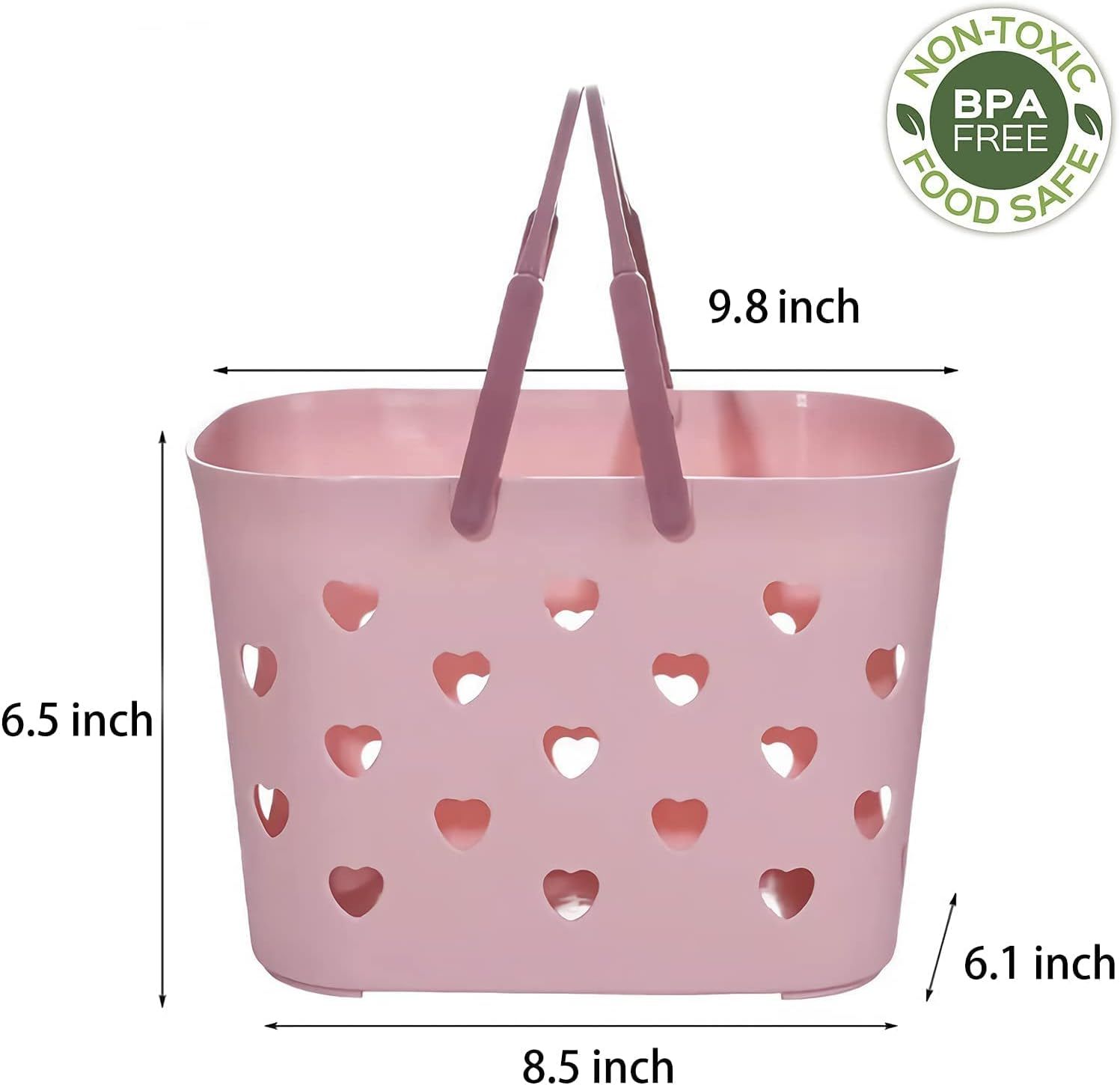 2 Pack Portable Shower Caddy Tote Plastic Storage Basket with Handle Box Organizer Bin for Bathroom, Pantry, Kitchen, College Dorm, Garage, Set of 2 - Pink & Grey - Image 3