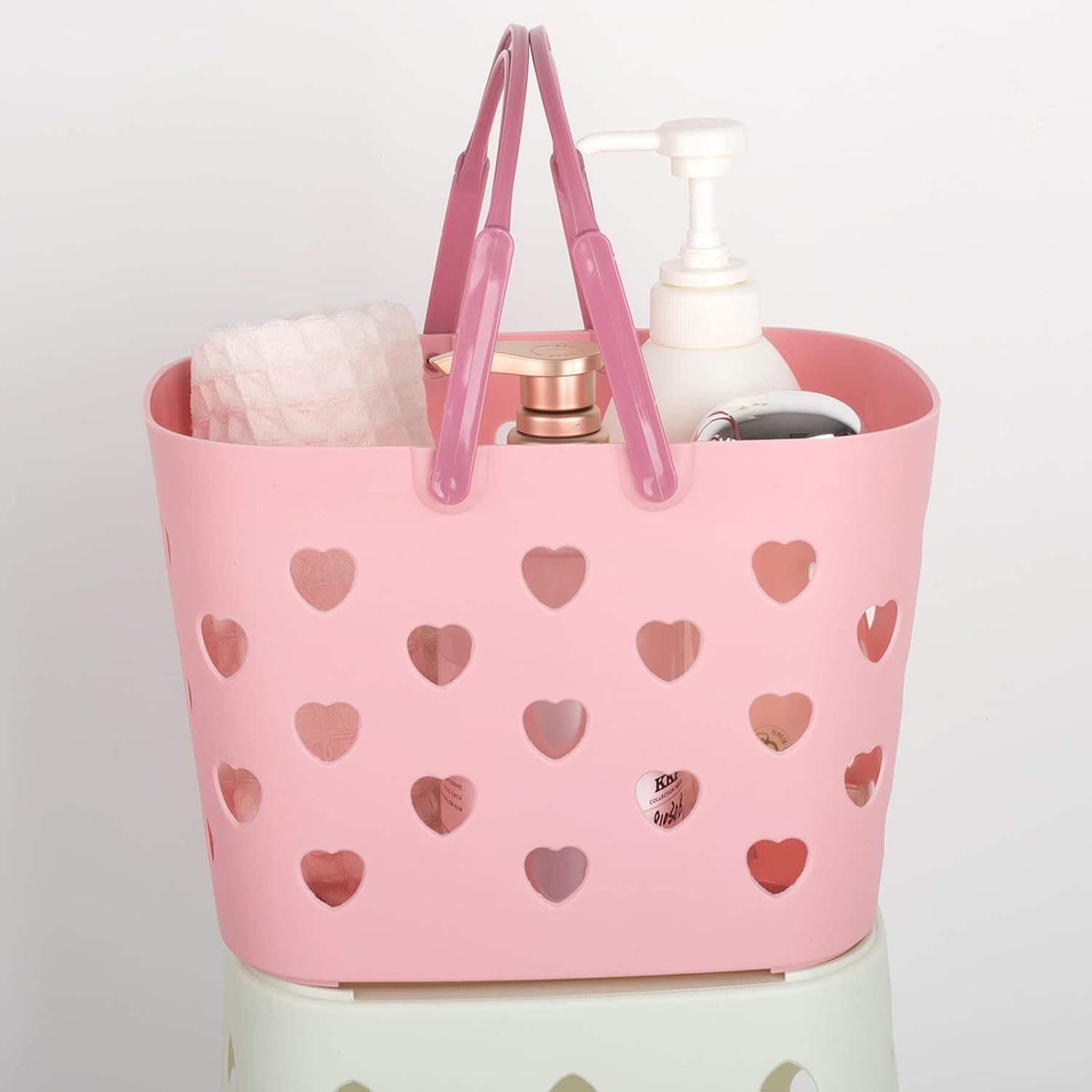 2 Pack Portable Shower Caddy Tote Plastic Storage Basket with Handle Box Organizer Bin for Bathroom, Pantry, Kitchen, College Dorm, Garage, Set of 2 - Pink & Grey - Image 6