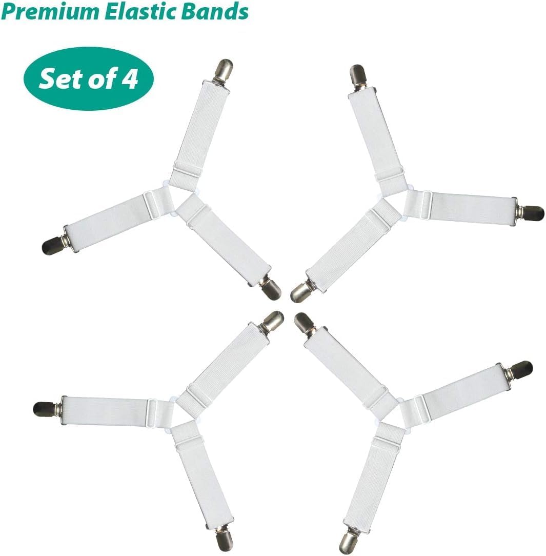 Bed Sheet Fasteners, Adjustable Mattress Suspenders, Mattress Cover Straps, Bed Corner Holder and Keepers and the Bed Sheet Grippers Clips (Triangle White Set of 4) - Image 8