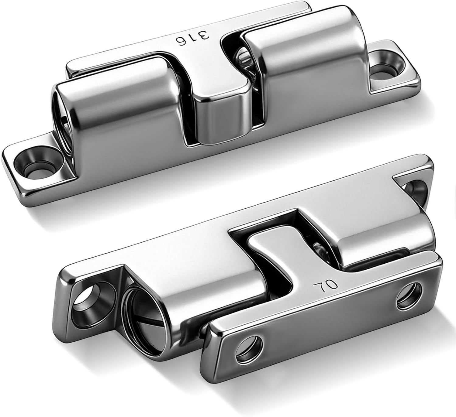 2 Pack Marine Grade 316 Stainless Steel Cabinet Tension Catch 70 mm Double Ball Tension Roller Catch Latch for Ship Hardware, Deck Installation, Cabinet, Closet & Furniture Door - Image 1