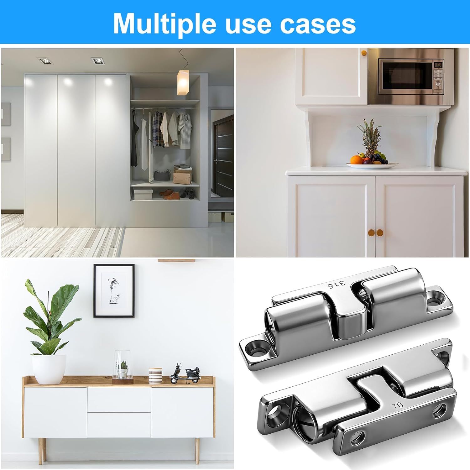 2 Pack Marine Grade 316 Stainless Steel Cabinet Tension Catch 70 mm Double Ball Tension Roller Catch Latch for Ship Hardware, Deck Installation, Cabinet, Closet & Furniture Door - Image 6