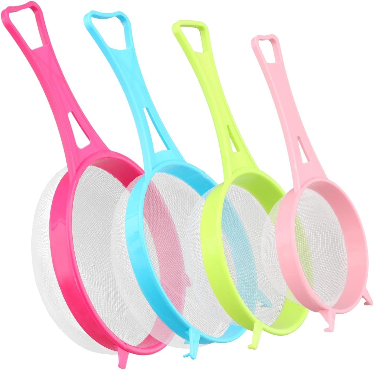 4Pcs Fine Mesh Strainer Set, Solid-Liquid Separator Gadget, Plastic Flour Colander with Non Slip Handles, Kitchen Tools for Yogurt Baking Tea Coffee Juice Pasta(4 Size) - Image 1
