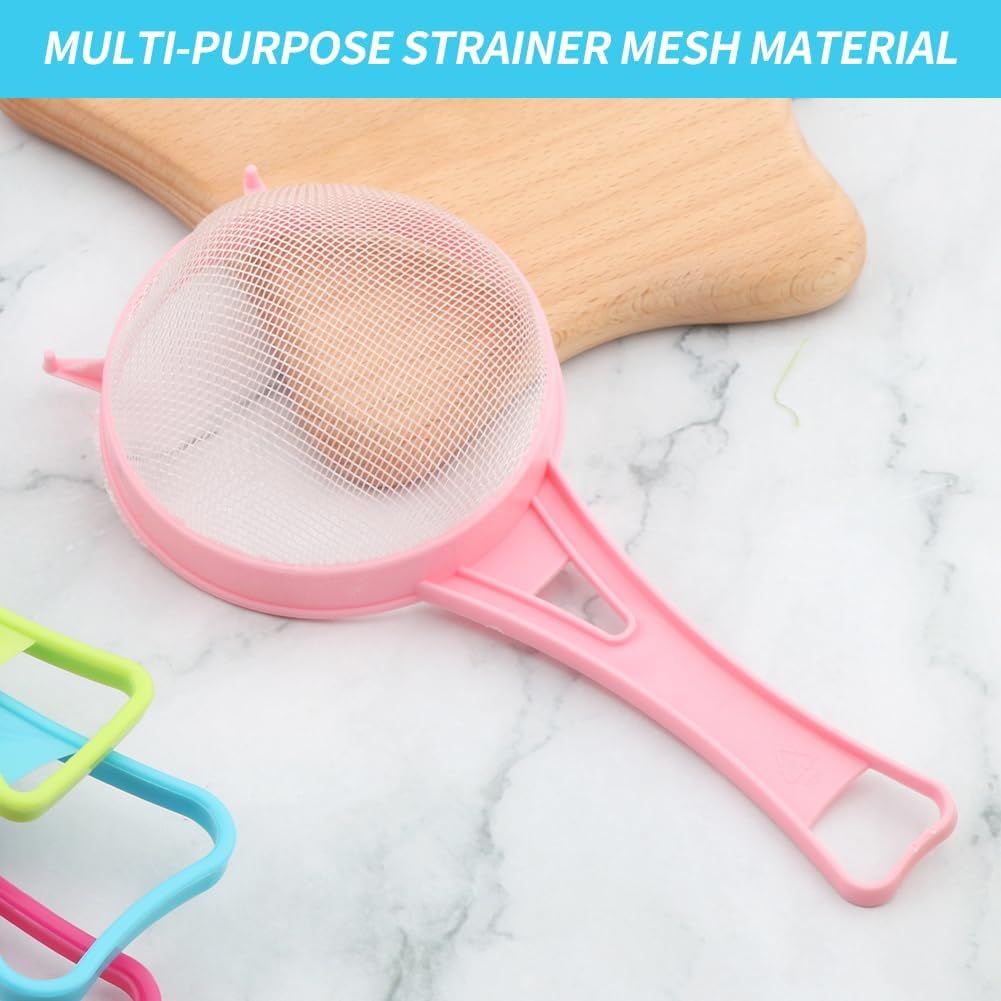4Pcs Fine Mesh Strainer Set, Solid-Liquid Separator Gadget, Plastic Flour Colander with Non Slip Handles, Kitchen Tools for Yogurt Baking Tea Coffee Juice Pasta(4 Size) - Image 4
