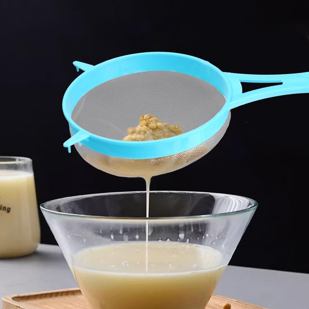 4Pcs Fine Mesh Strainer Set, Solid-Liquid Separator Gadget, Plastic Flour Colander with Non Slip Handles, Kitchen Tools for Yogurt Baking Tea Coffee Juice Pasta(4 Size) - Image 5