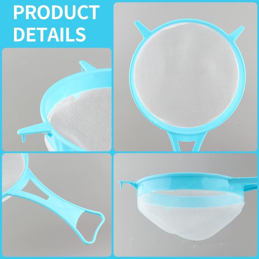 4Pcs Fine Mesh Strainer Set, Solid-Liquid Separator Gadget, Plastic Flour Colander with Non Slip Handles, Kitchen Tools for Yogurt Baking Tea Coffee Juice Pasta(4 Size) - Image 8