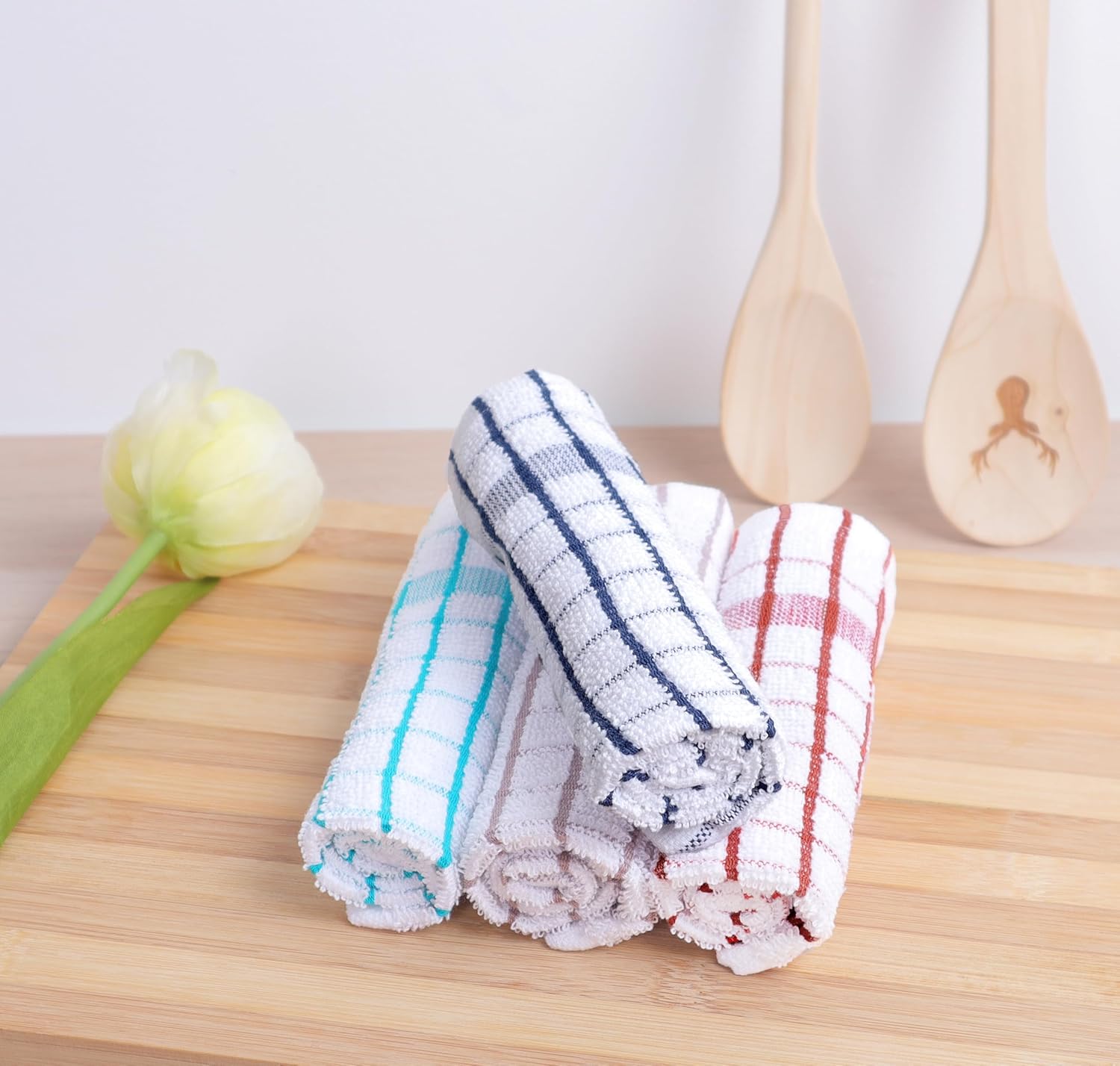 AMOUR INFINI Kitchen Dish Cloths Set of 8 - Ultra Soft, Highly Absorbent, Quick-Drying Terry Cotton Dishcloths 12