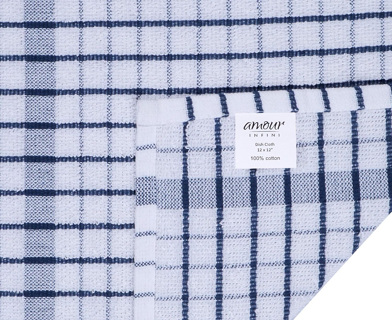 AMOUR INFINI Kitchen Dish Cloths Set of 8 - Ultra Soft, Highly Absorbent, Quick-Drying Terry Cotton Dishcloths 12