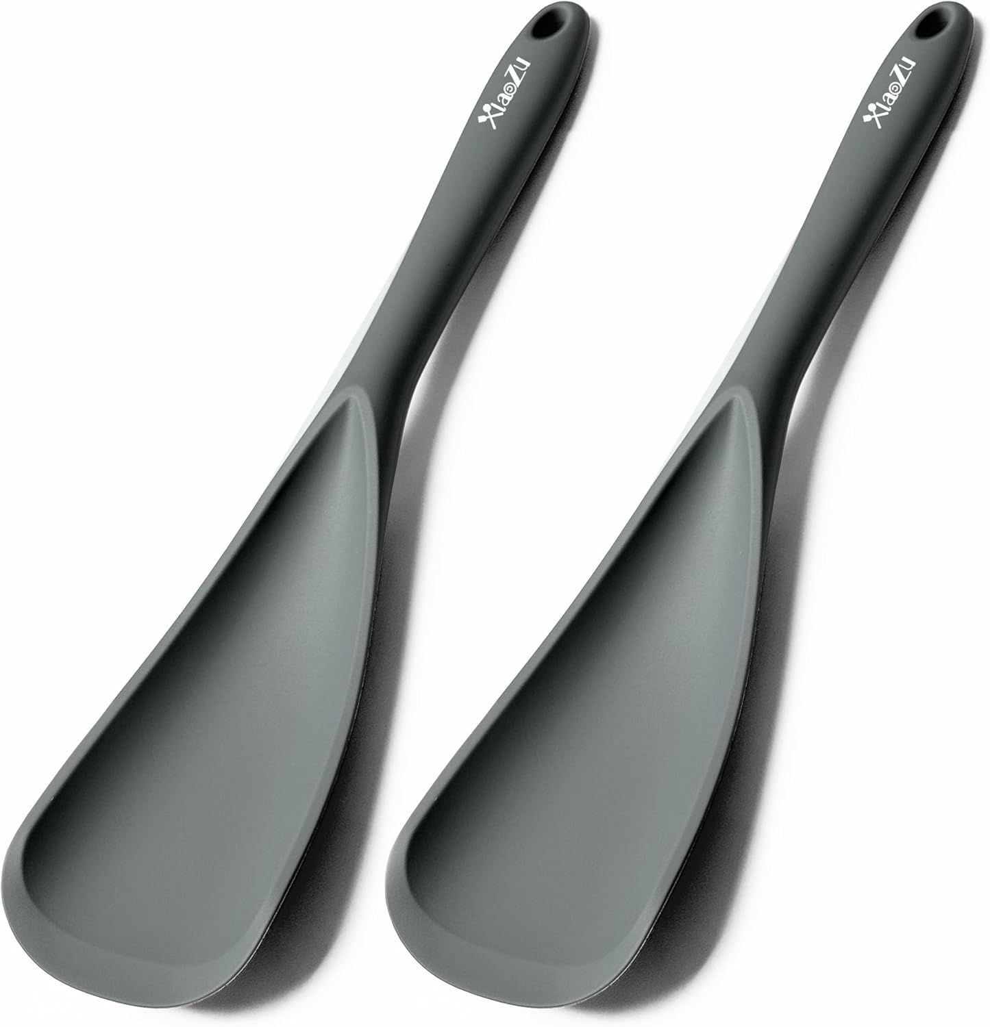 Silicone Spatula Spoon, Great for Both Cooking and Serving Durable BPA-Free Matte Black Silicone, Seamless Design, Safe for Nonstick Cooking Surfaces, 2-Pcs, Gray - Image 1