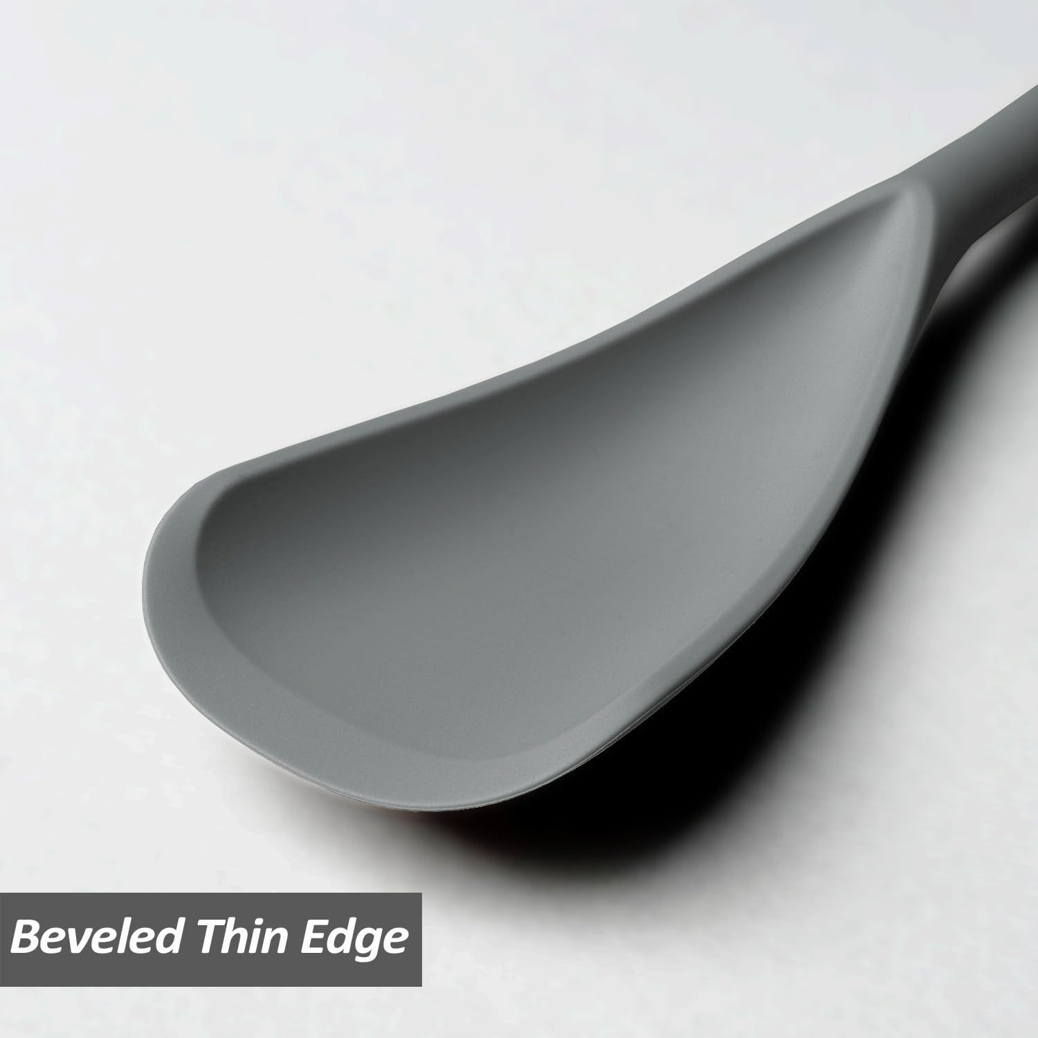 Silicone Spatula Spoon, Great for Both Cooking and Serving Durable BPA-Free Matte Black Silicone, Seamless Design, Safe for Nonstick Cooking Surfaces, 2-Pcs, Gray - Image 4