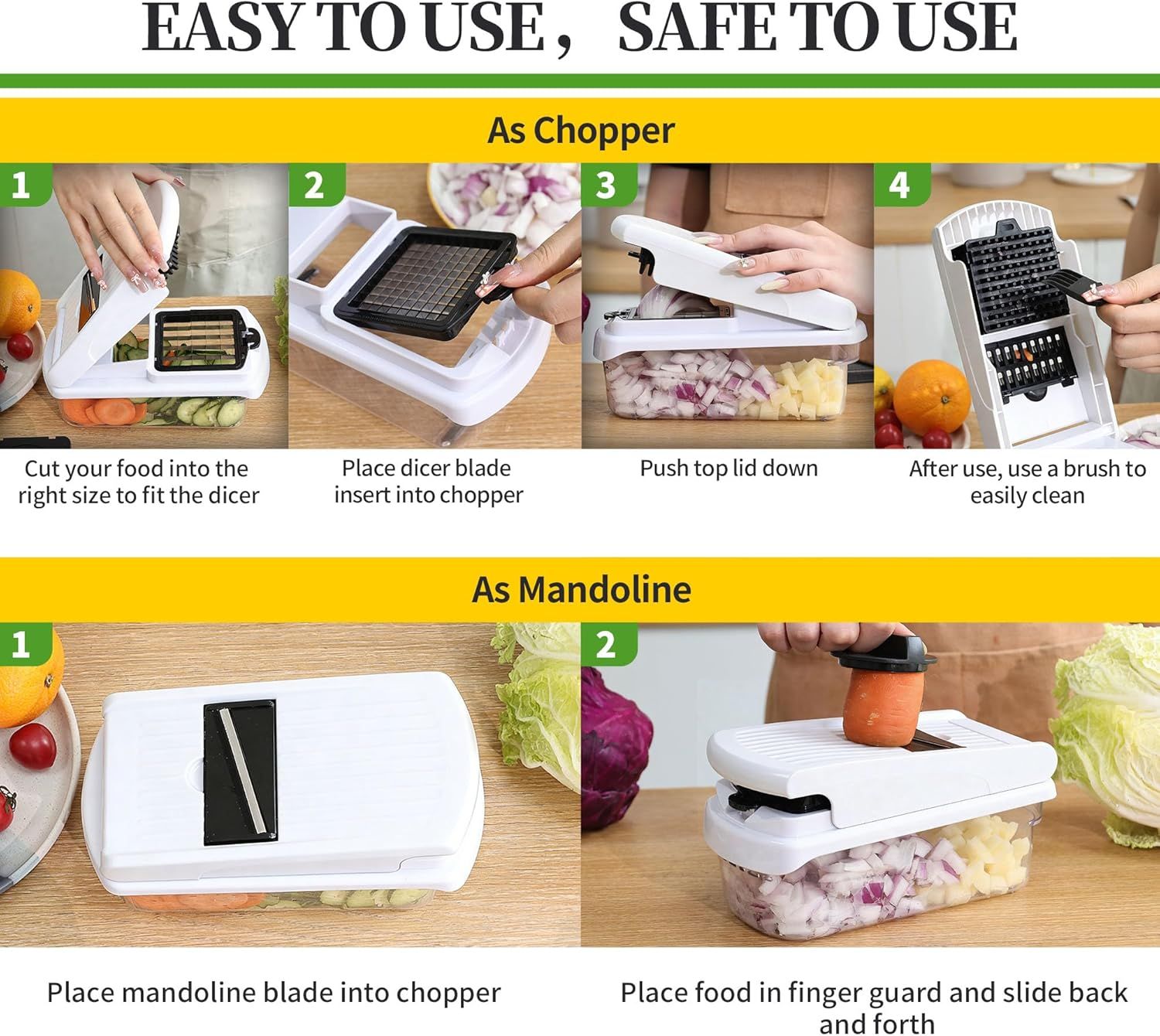18-in-1 Vegetable Chopper Mandoline Slicer for Kitchen, Food Chopper with Container, Veggie Cutter, Onion Mincer Tomato Dicer, Fruit Slicer Spiralizer, Cheese Grater, Kitchen Gadgets House Essentials - Image 6