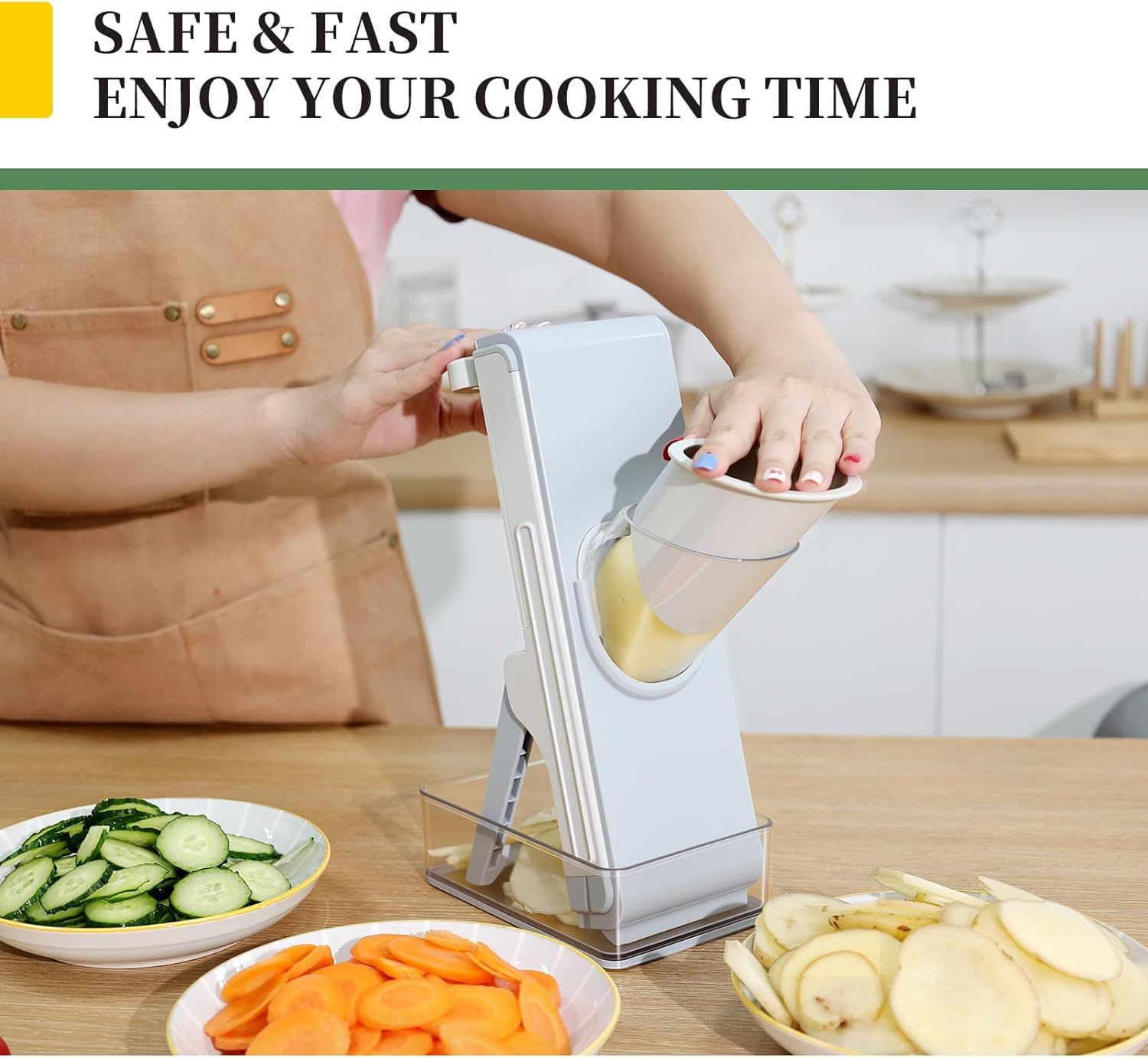 Safe Mandoline Slicer for Kitchen, 4-In-1 Chopper Vegetable Cutter, Mandolin Julienne Slicers for Fruits and Vegetables, Potato Cutter for Fries, Kitchen Gadgets and House Essentials - Image 2
