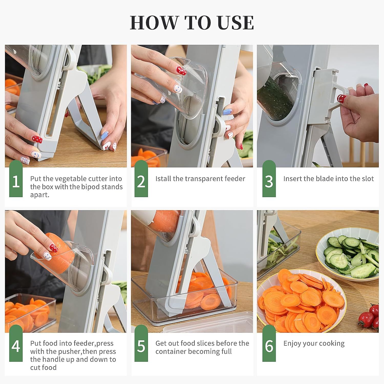 Safe Mandoline Slicer for Kitchen, 4-In-1 Chopper Vegetable Cutter, Mandolin Julienne Slicers for Fruits and Vegetables, Potato Cutter for Fries, Kitchen Gadgets and House Essentials - Image 5