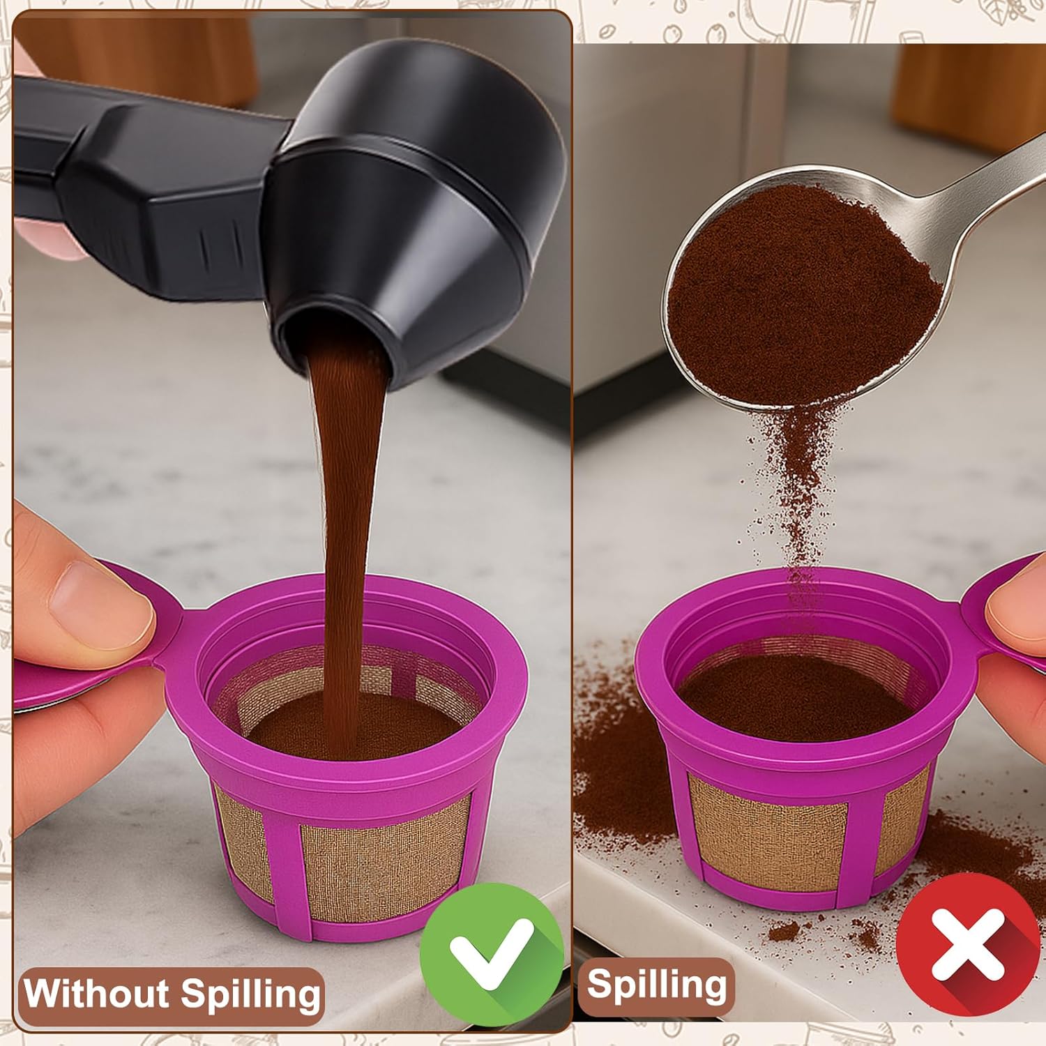 Coffee Scoop & Funnel for Reusable K Cup Refillable Coffee Pods, 2 Tablespoon Slide Coffee Measuring Funnel Scooper,1PCS - Image 3