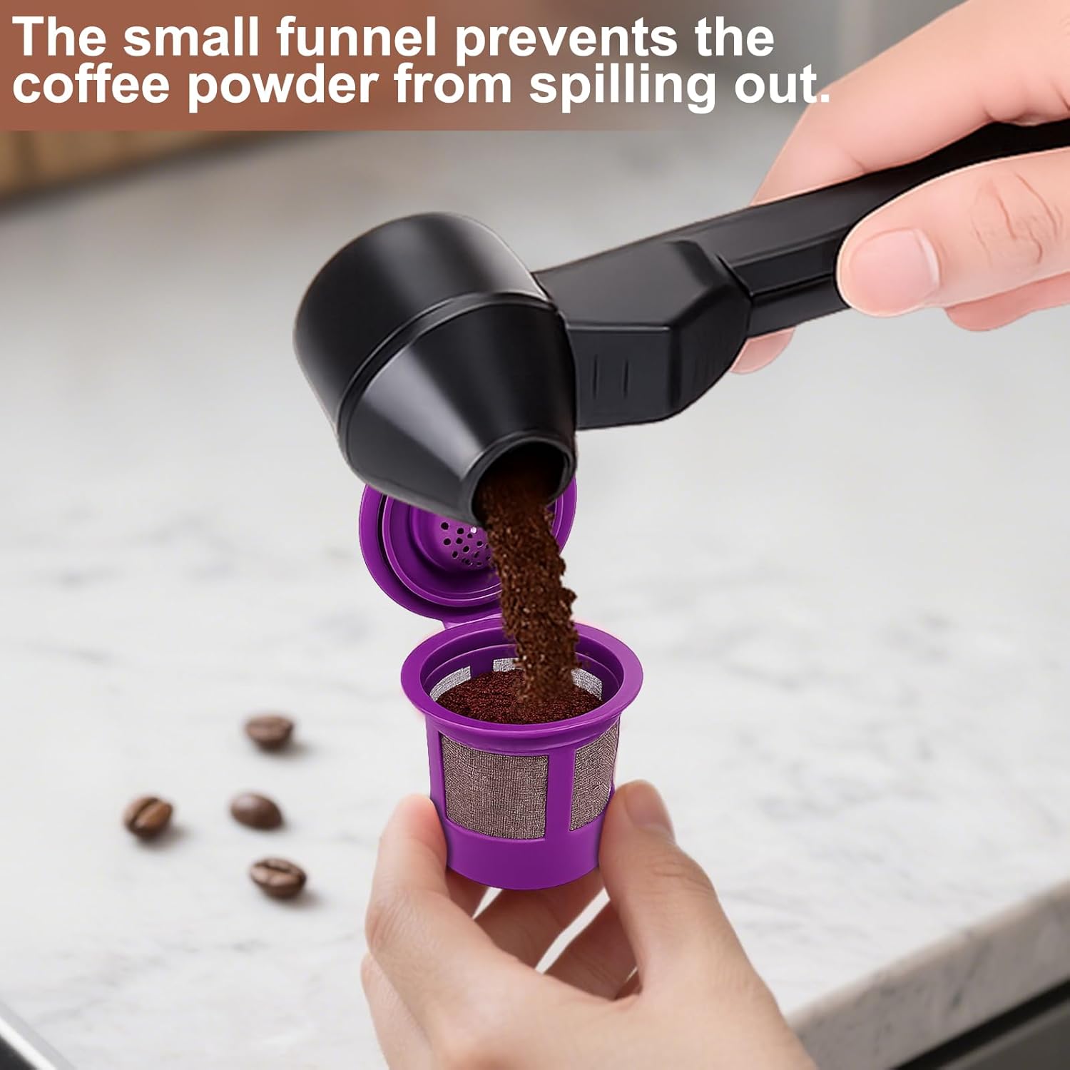 Coffee Scoop & Funnel for Reusable K Cup Refillable Coffee Pods, 2 Tablespoon Slide Coffee Measuring Funnel Scooper,1PCS - Image 5