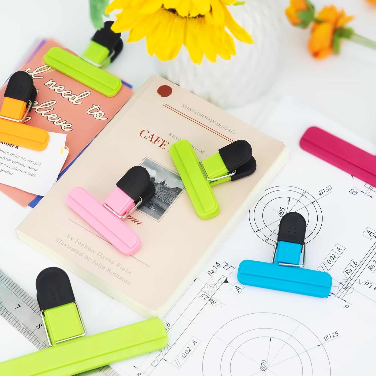6 Pack Chip Bag Clips, Large Bags Clip for Food Storage, Snack Clips for Chips and Other Food Bags, Plastic Heavy Duty Sealing Clip for Home, Office and More(6 x 3.5 Inch) - Image 7
