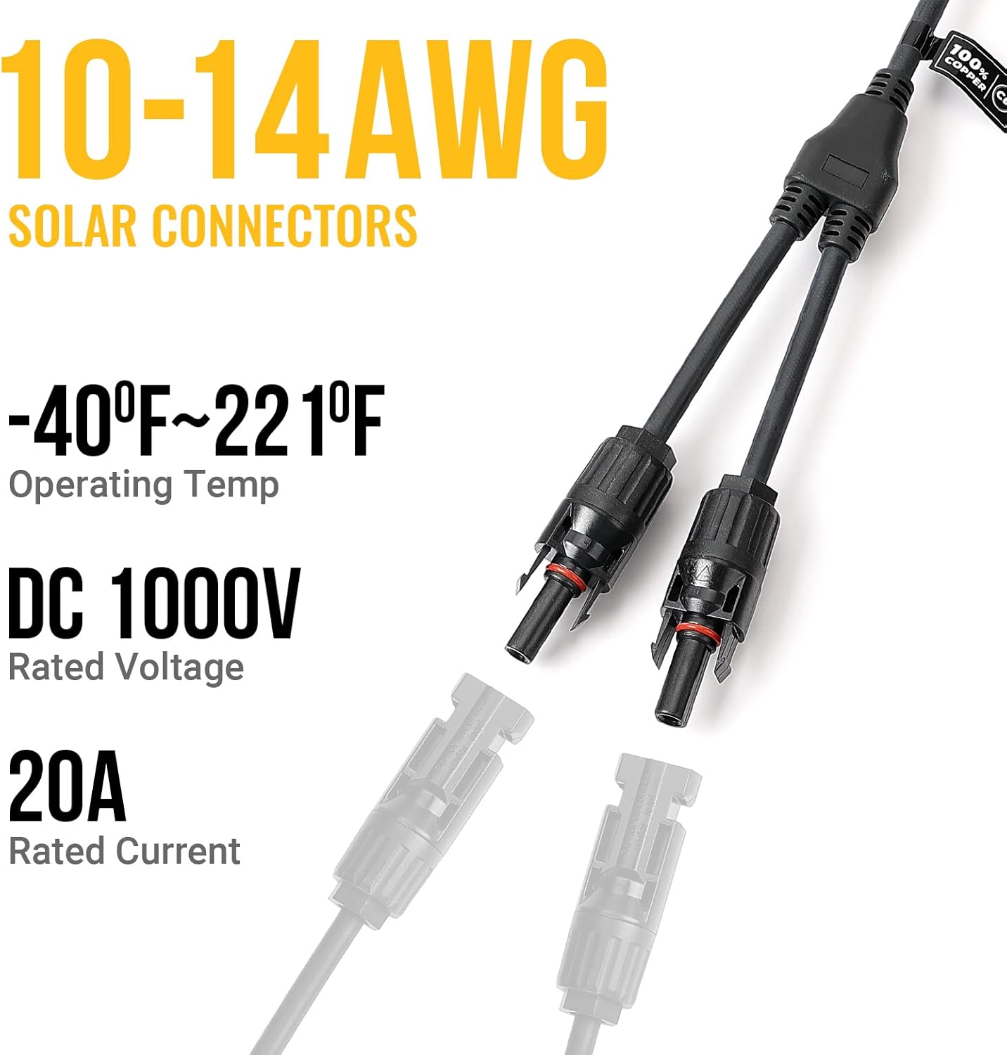 Solar Connectors Y Branch Parallel Adapter Cable Wire Plug Tool Kit for Solar Panel - Image 6