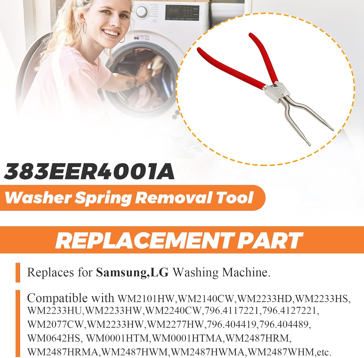 383EER4001A Washer Inner/Outer Tub Spring Expansion Tool by  - Replacement for L-G Samsung Washing Machine - Solid Metal Washer Spring Expansion Tool can spread to a maximum of 4.3 inches - Image 6