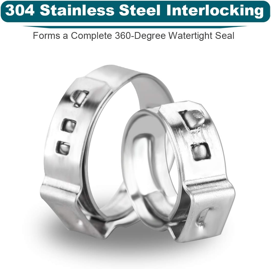 50 Pack 1/2 Inch PEX Cinch Clamps, Stainless Steel Rings Pinch Clamps for PEX Tubing Pipe Fitting Connections (1/2 Inch) - Image 2