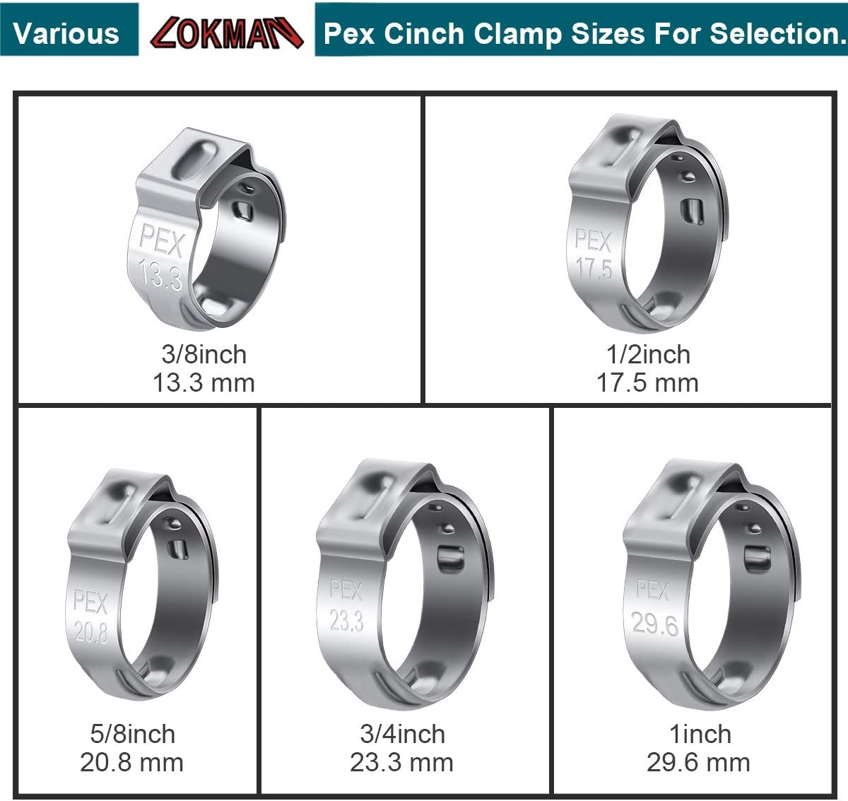 50 Pack 1/2 Inch PEX Cinch Clamps, Stainless Steel Rings Pinch Clamps for PEX Tubing Pipe Fitting Connections (1/2 Inch) - Image 7