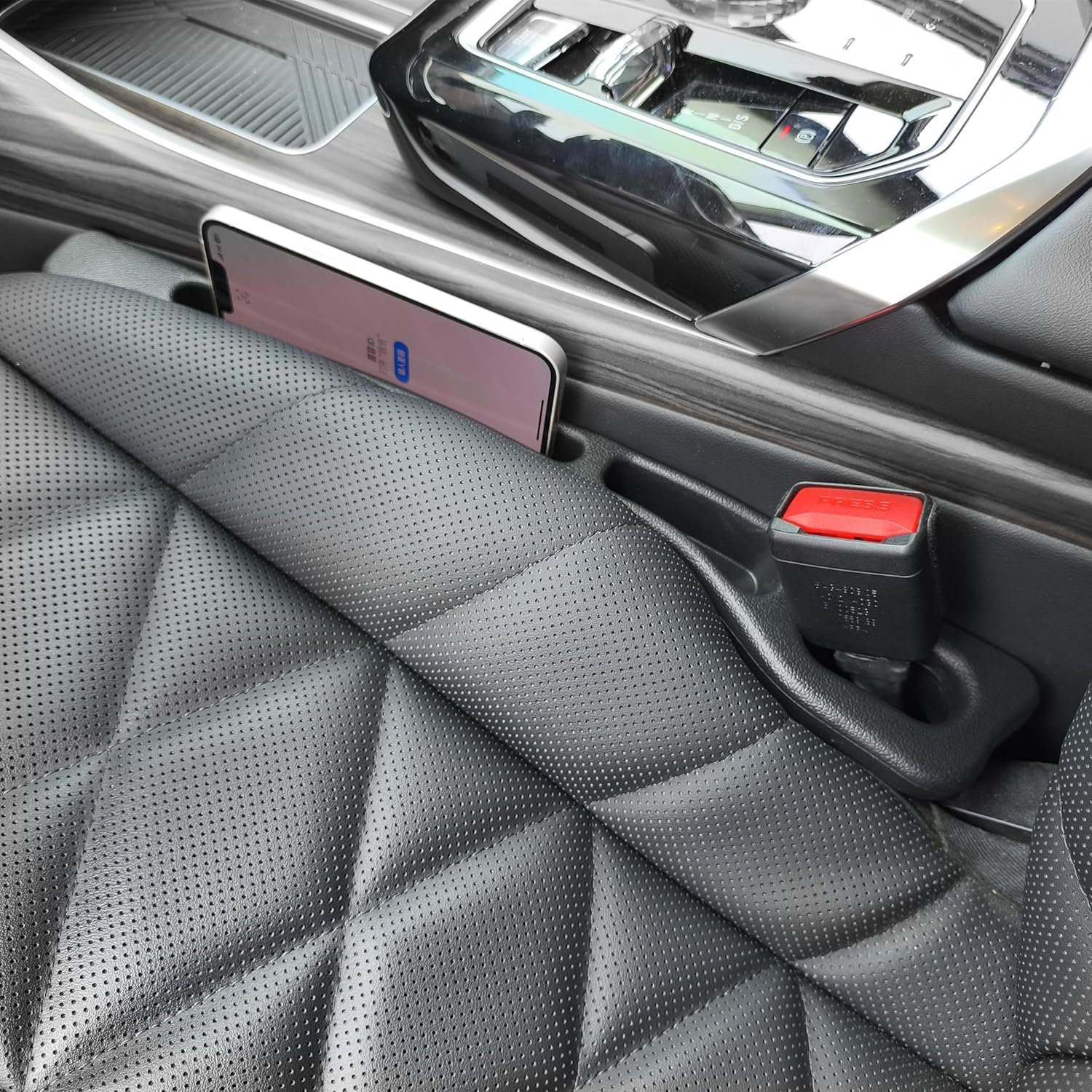 2 Pack No Drop Car Seat Gap Filler Guard, Stopper/Catcher to Fill The Gap Between Seat and Console Black Car Crevice Inbetween Blocker Plug Space Pad YMT-A03 - Image 2