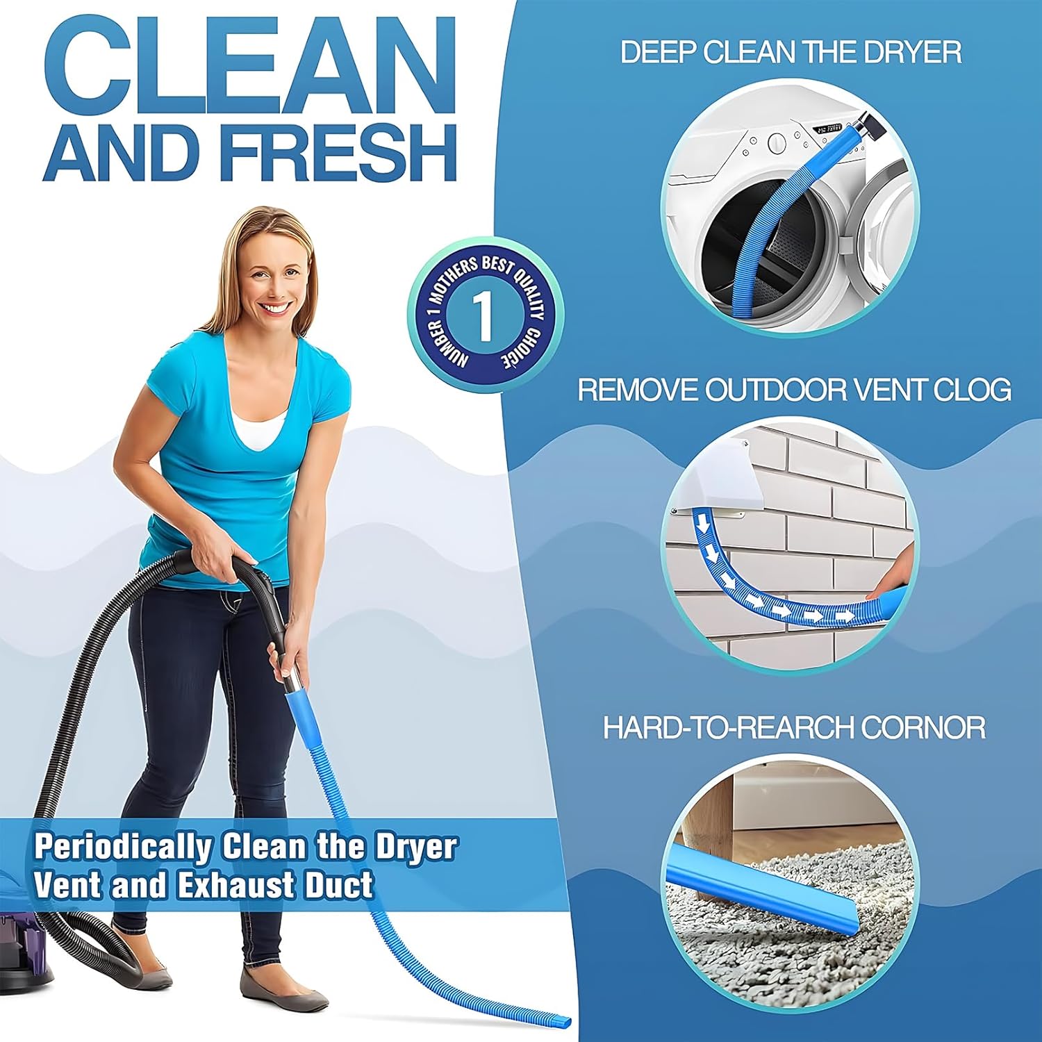 Upgraded Dryer Vent Cleaner: Universal Vacuum Hose Attachment Fits All Vacuums Cleaner, Deep Cleaning Tools for Clogged Ducts & Lint Removal - Image 2