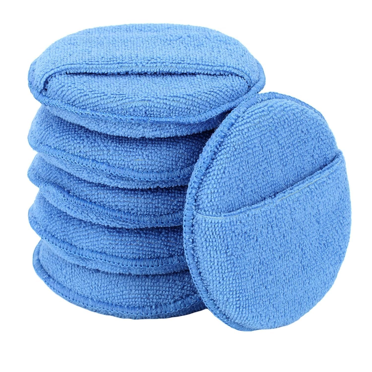 Microfiber Wax Applicator Pads, Car Wax Applicator with Finger Pocket, Buffing & Detail Polishing Foam Pads for Car Cleaning and Fine Polishing (5 inch, 6 Pack) - Image 1