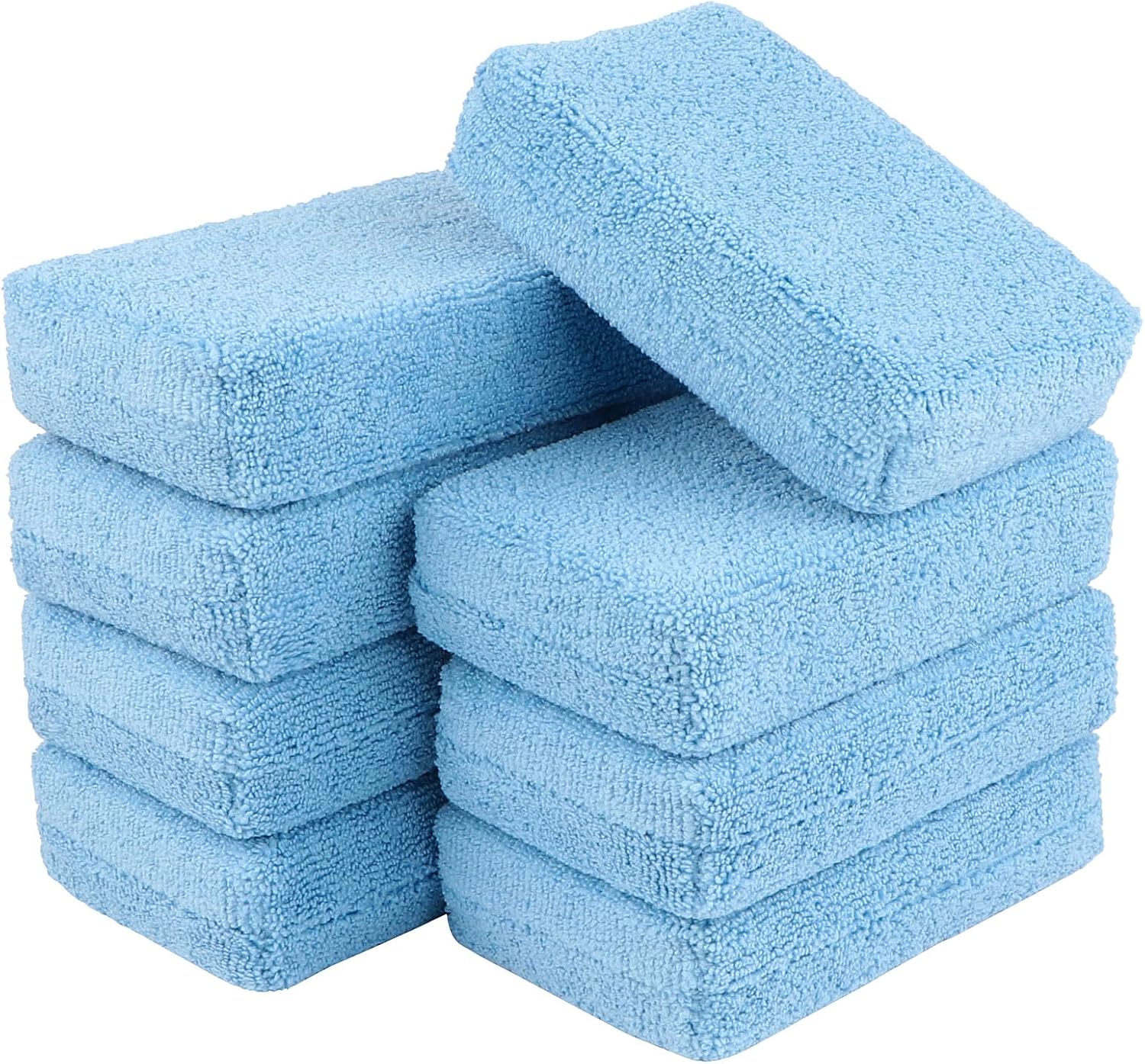 Microfiber Applicator Pad-8Pack, Car Wash Sponge, Premium Microfiber Sponge and Cleaning Pads, Perfect for Effortless Wax, Sealant, and Conditioner Application, Car Deng Supplies, Blue - Image 1