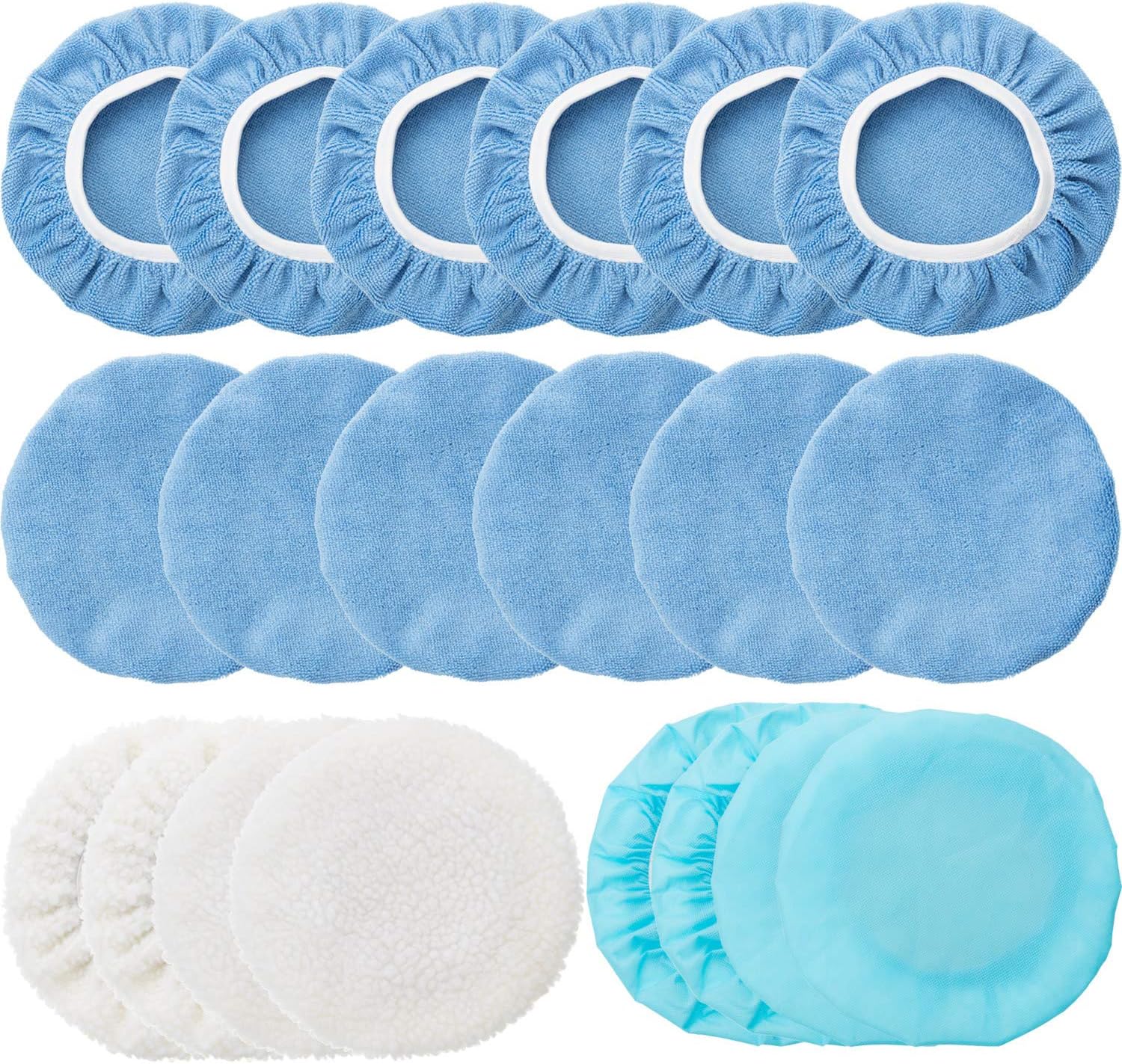 20 Pieces Car Orbital Buffer Polisher Pad Bonnet Microfiber Max Bonnet Polishing Buffing Pad Cover(5-6 Inches) - Image 1